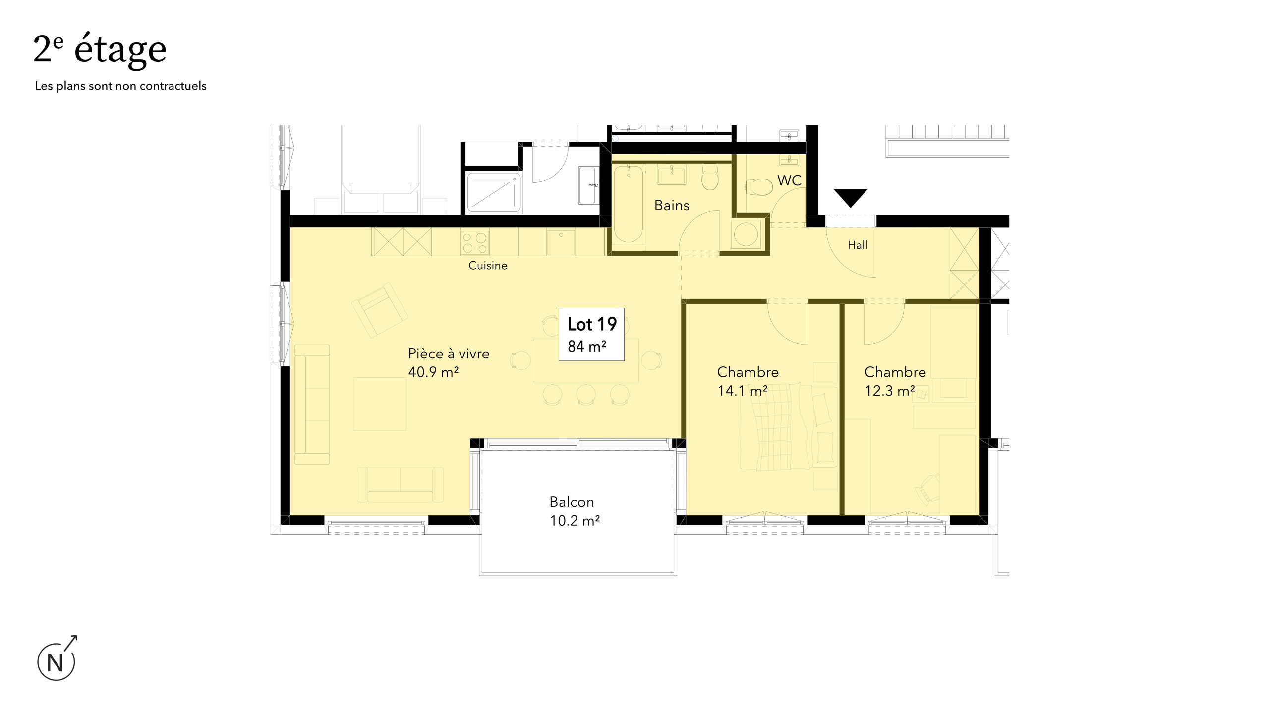2. Etage – Wohnungsgrundriss mit Balkon