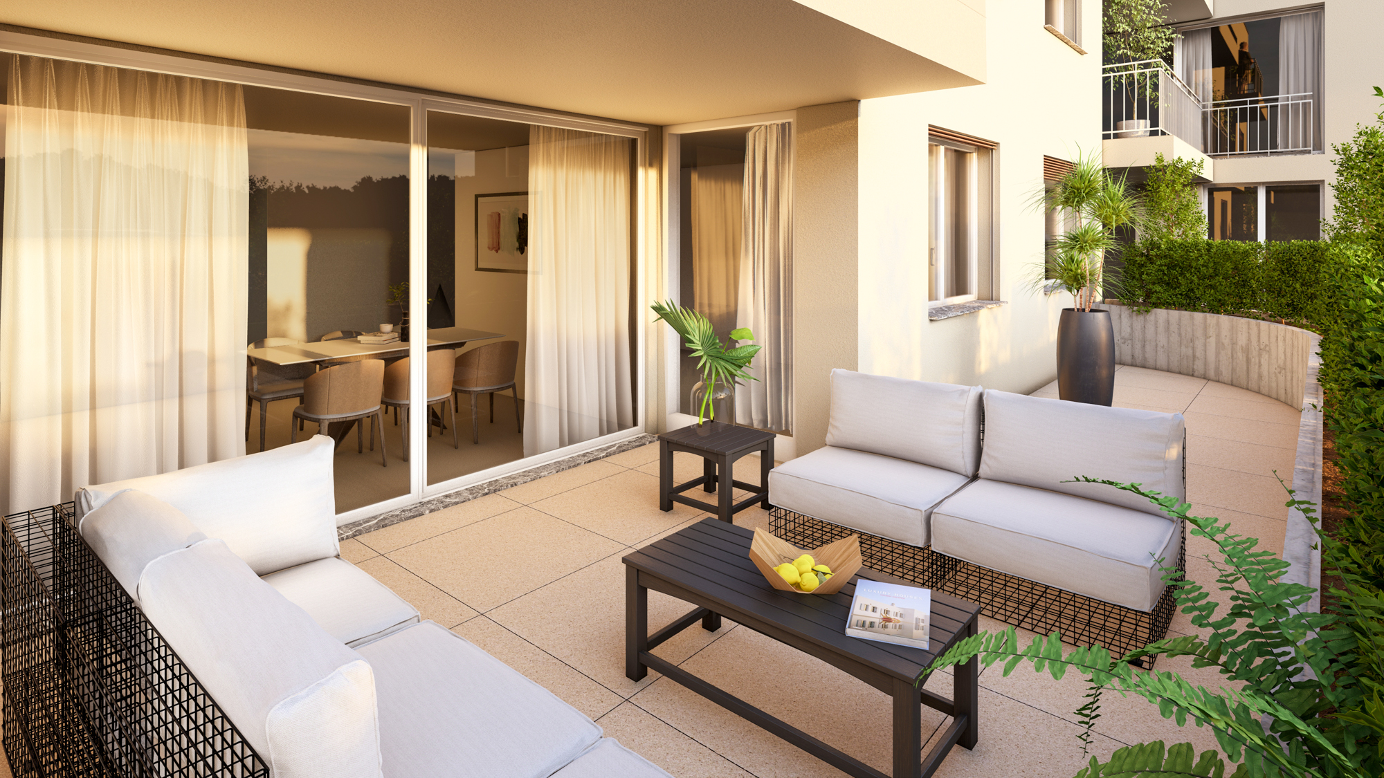 Terrasse mit Lounge-Möbeln