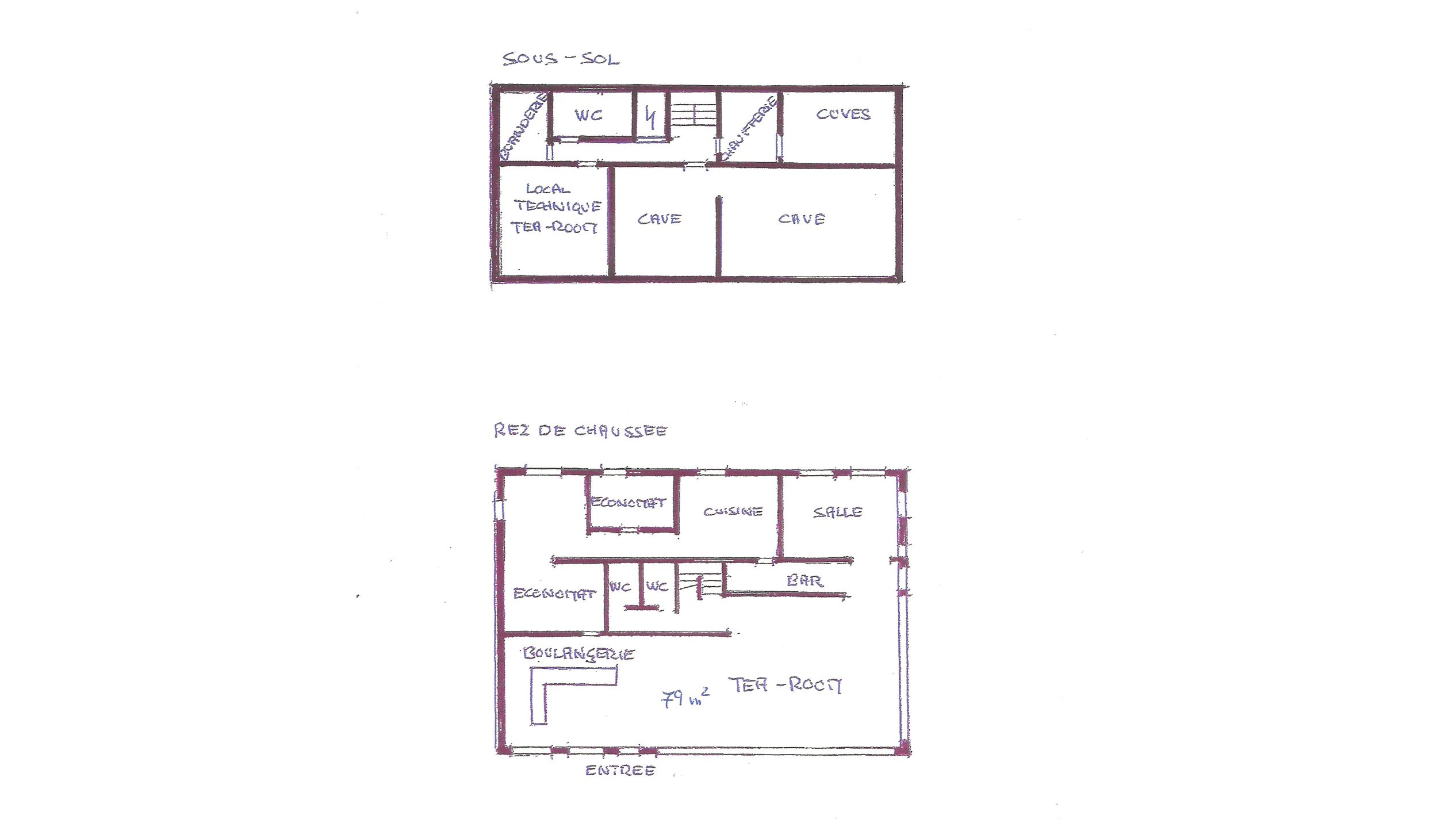 Grundriss mit Untergeschoss und Erdgeschoss