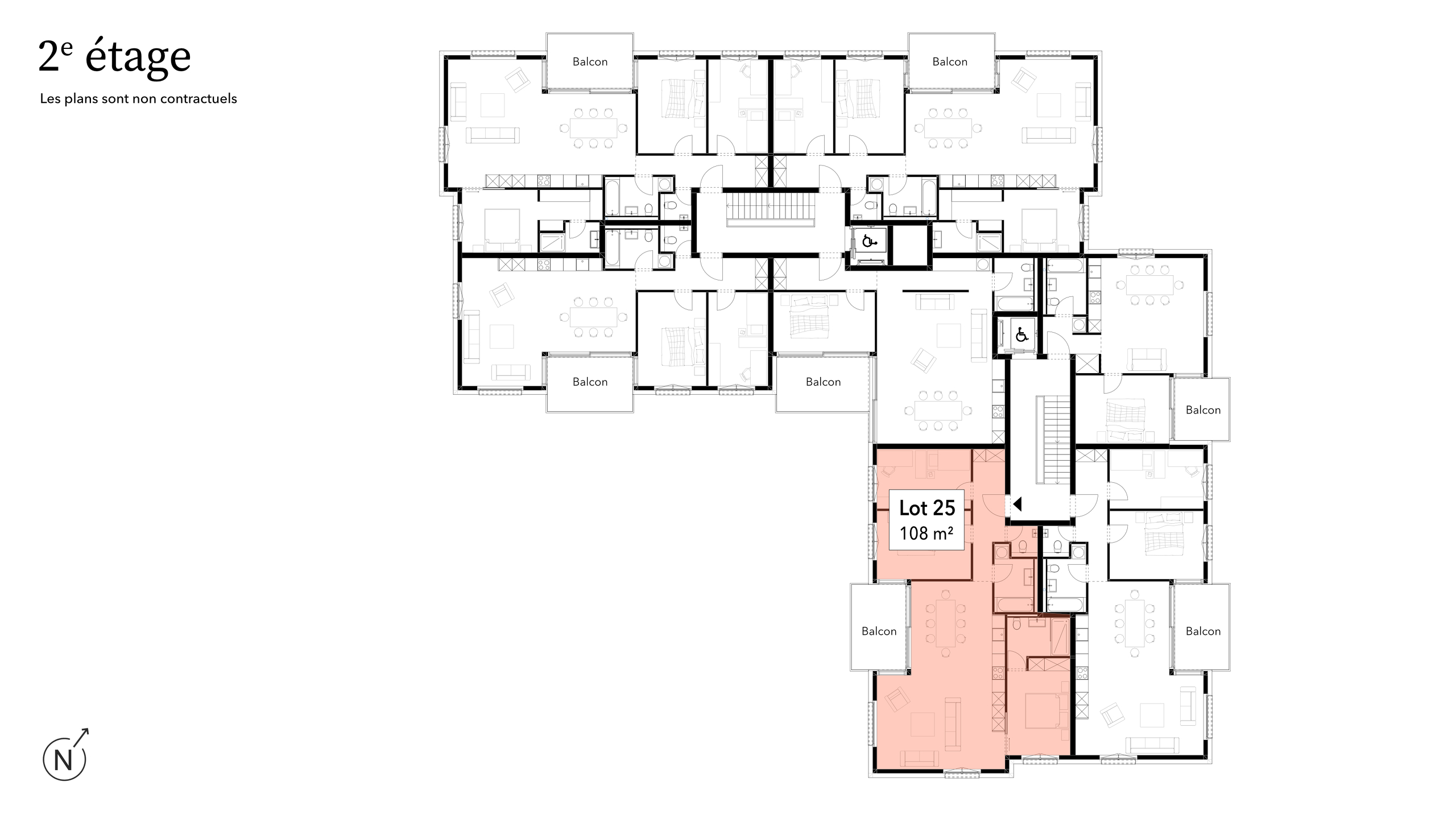 Grundriss einer Wohnanlage, 2. Etage