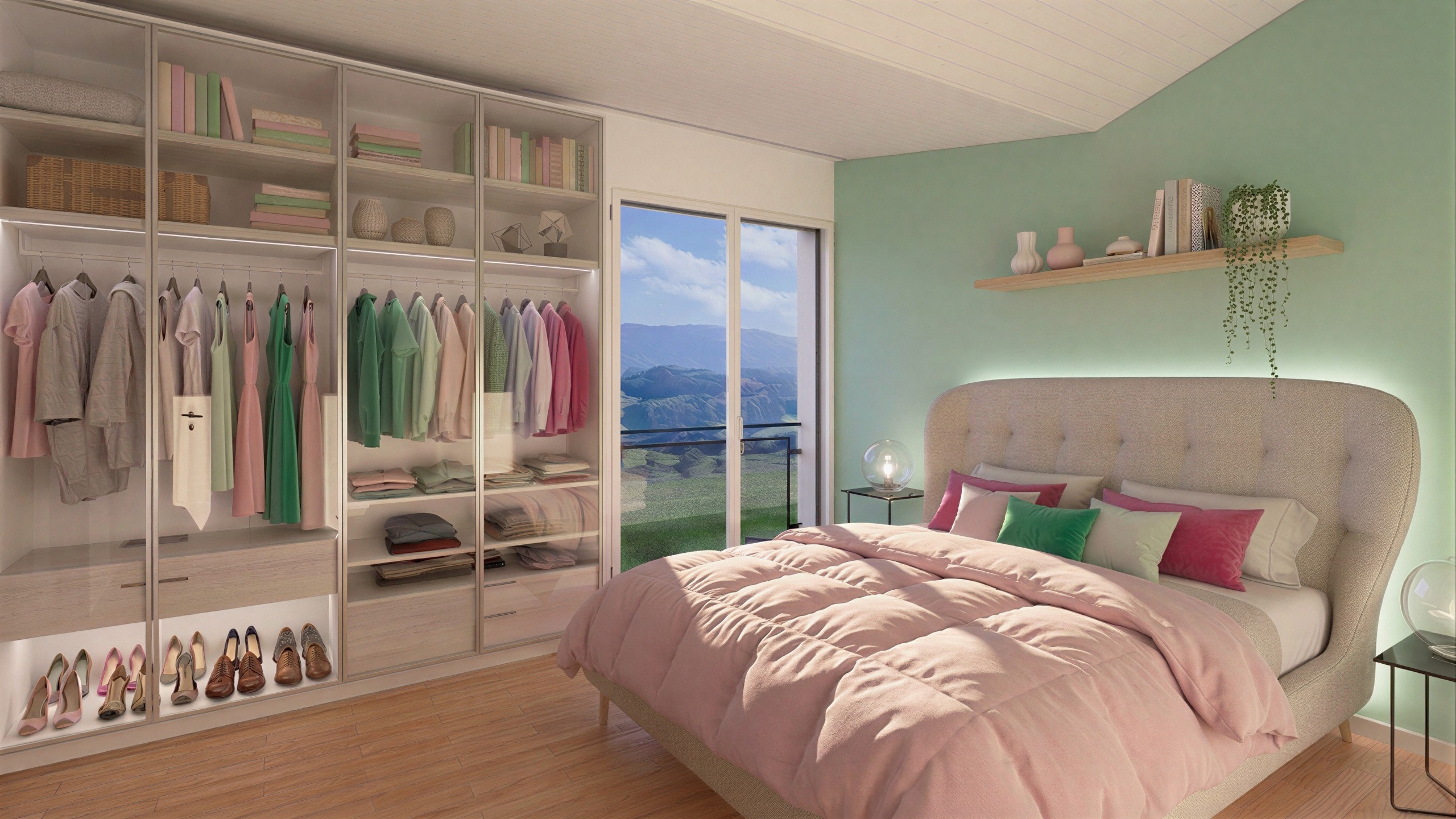Helles Schlafzimmer mit Ankleide