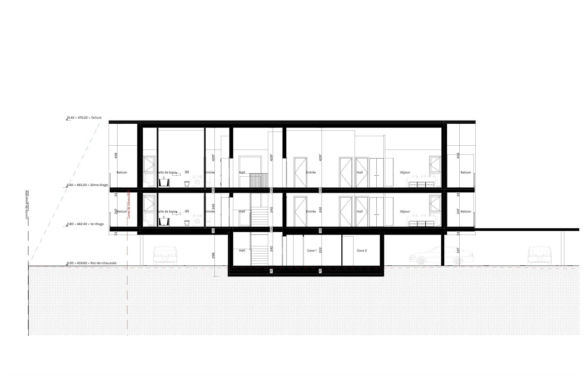 Architektonischer Schnittplan eines Hauses