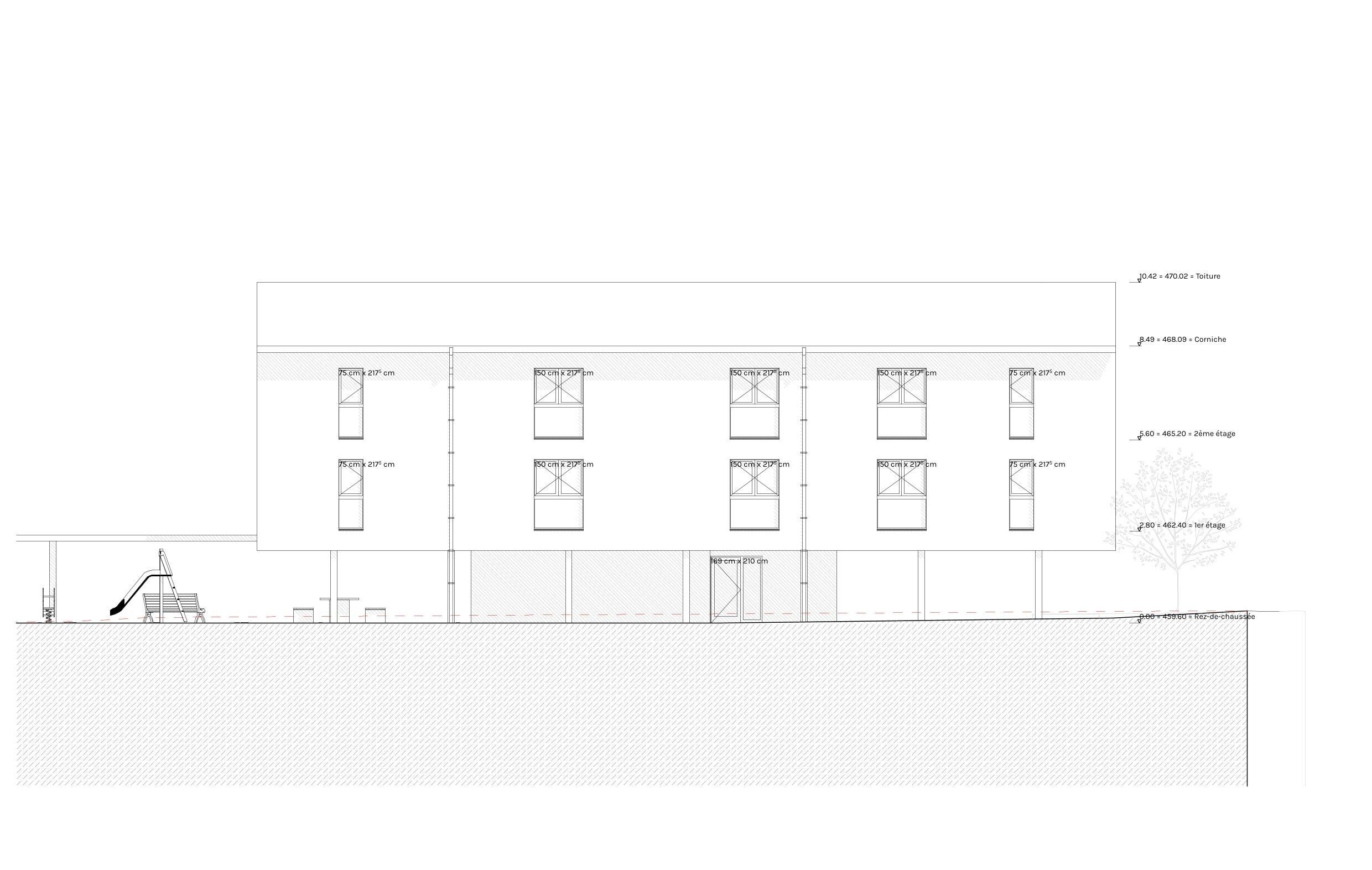 Architektur-Schnittansicht eines Gebäudes
