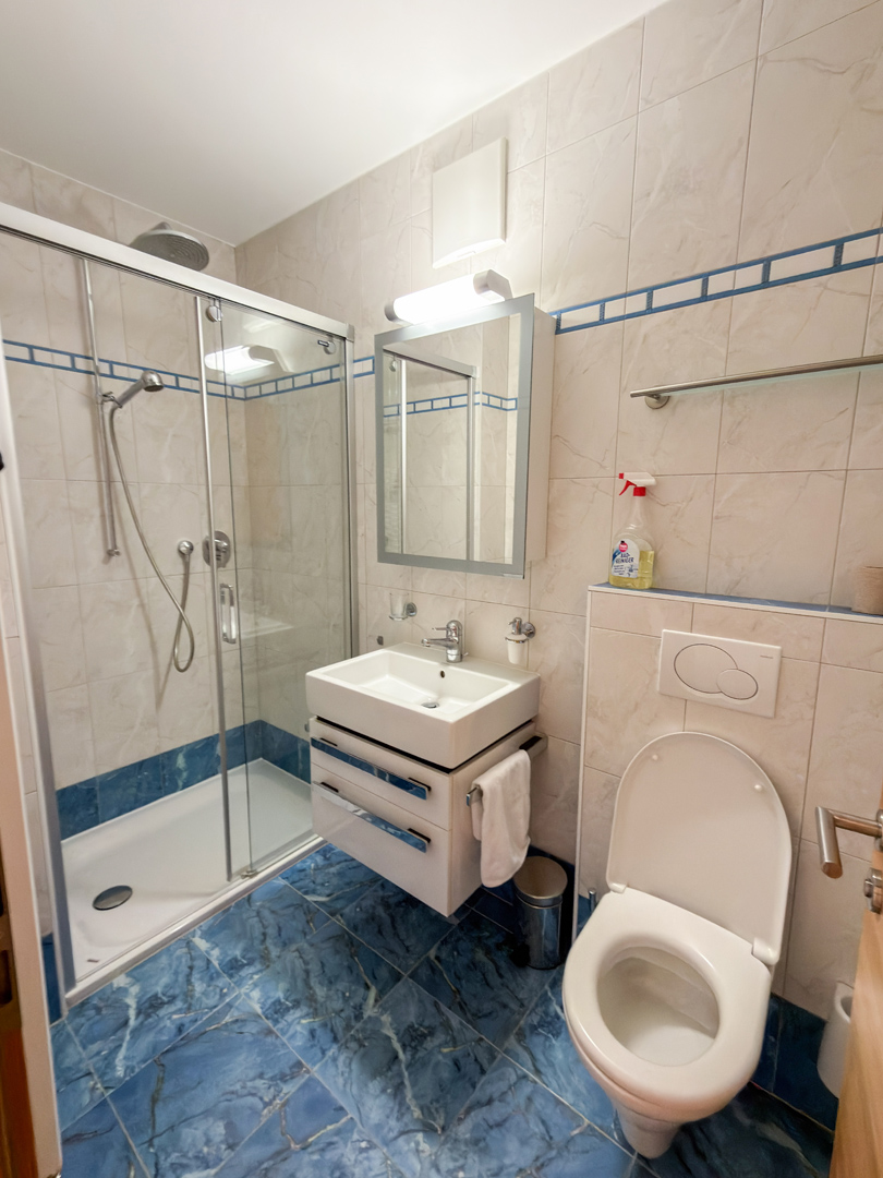 Modernes Badezimmer mit Dusche und WC