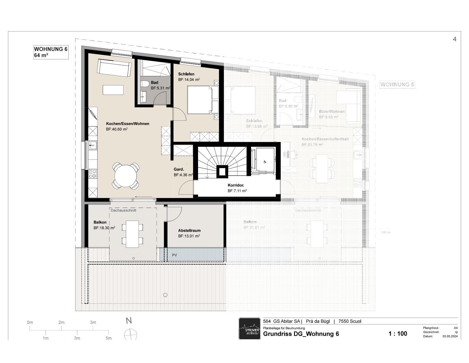 Grundriss einer Dachgeschosswohnung