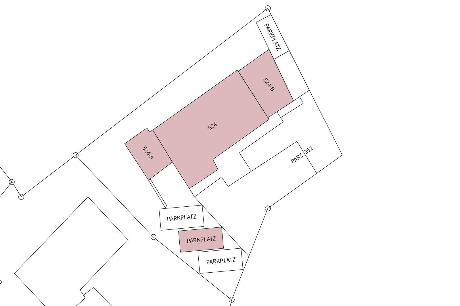 Lageplan mit markierten Parkplätzen