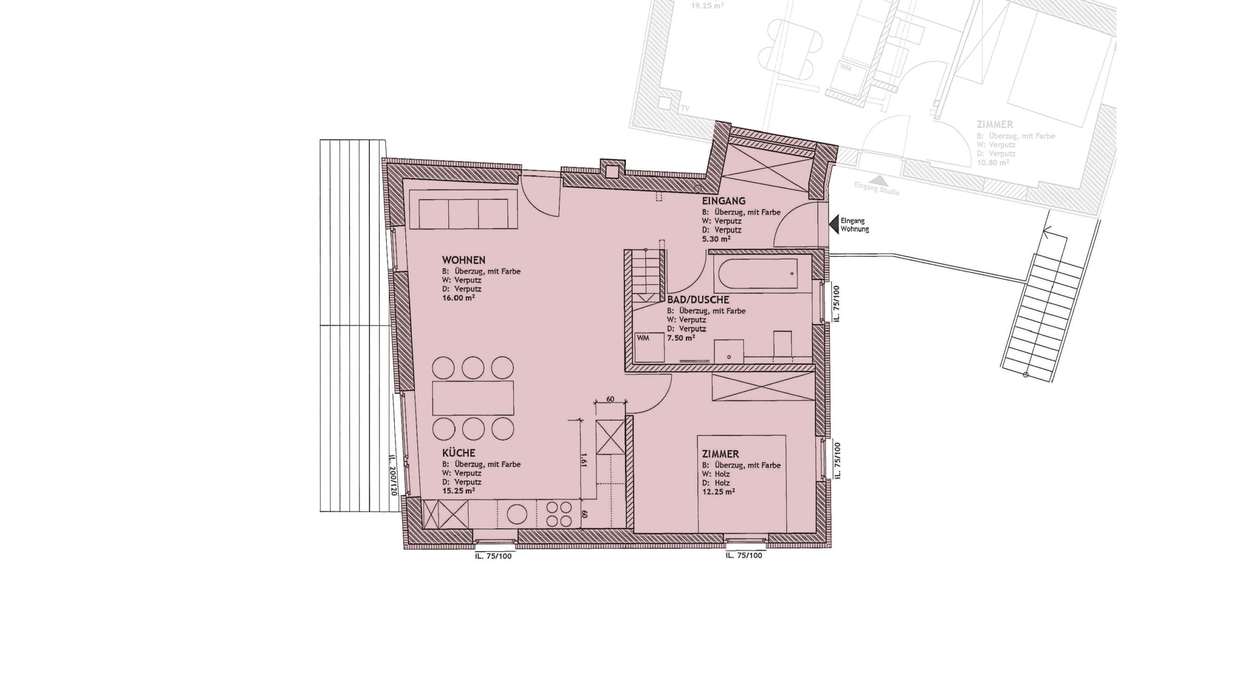 Grundriss einer kleinen Wohnung