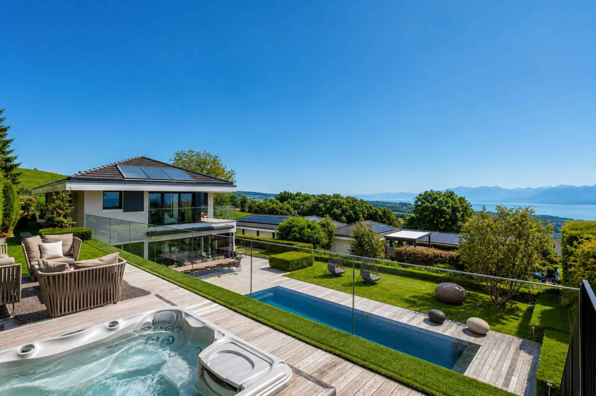 Luxuriöse Villa mit Pool, Whirlpool und Seeblick