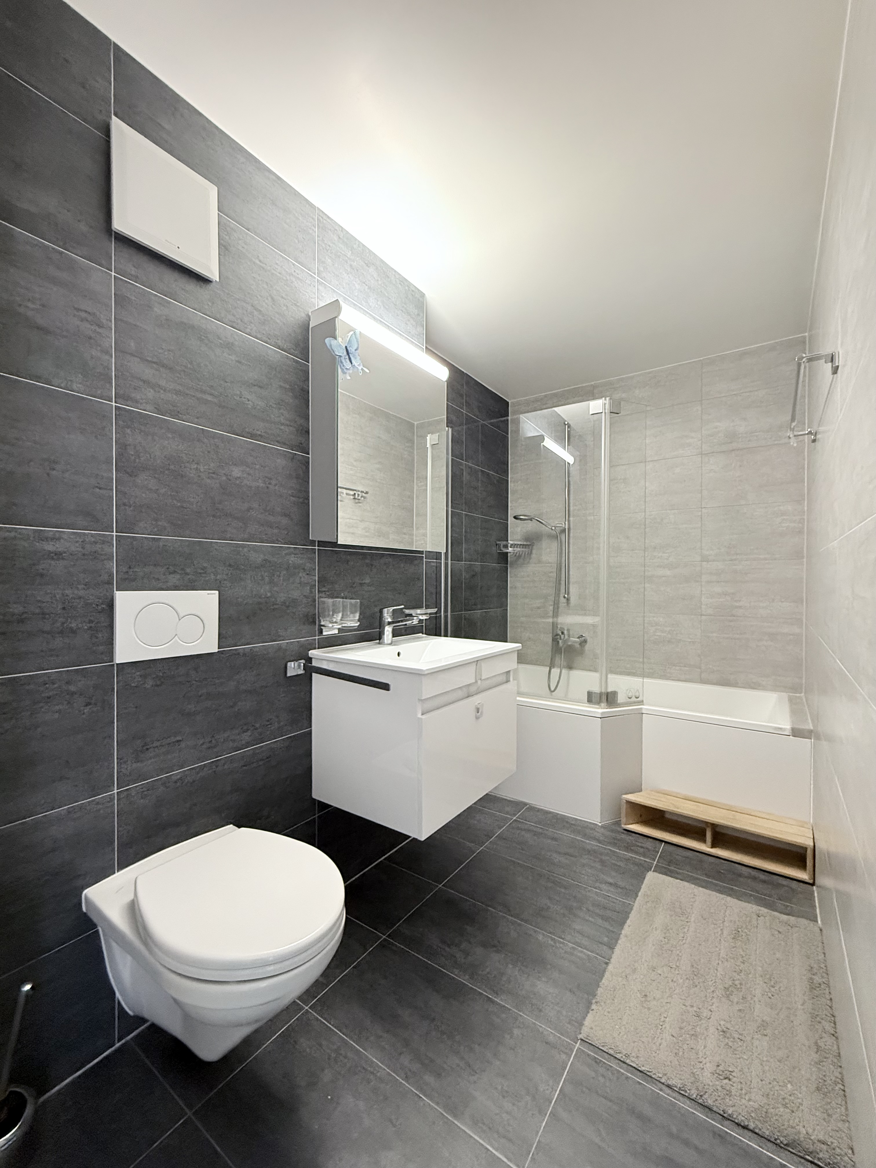 Modernes Badezimmer mit WC und Badewanne