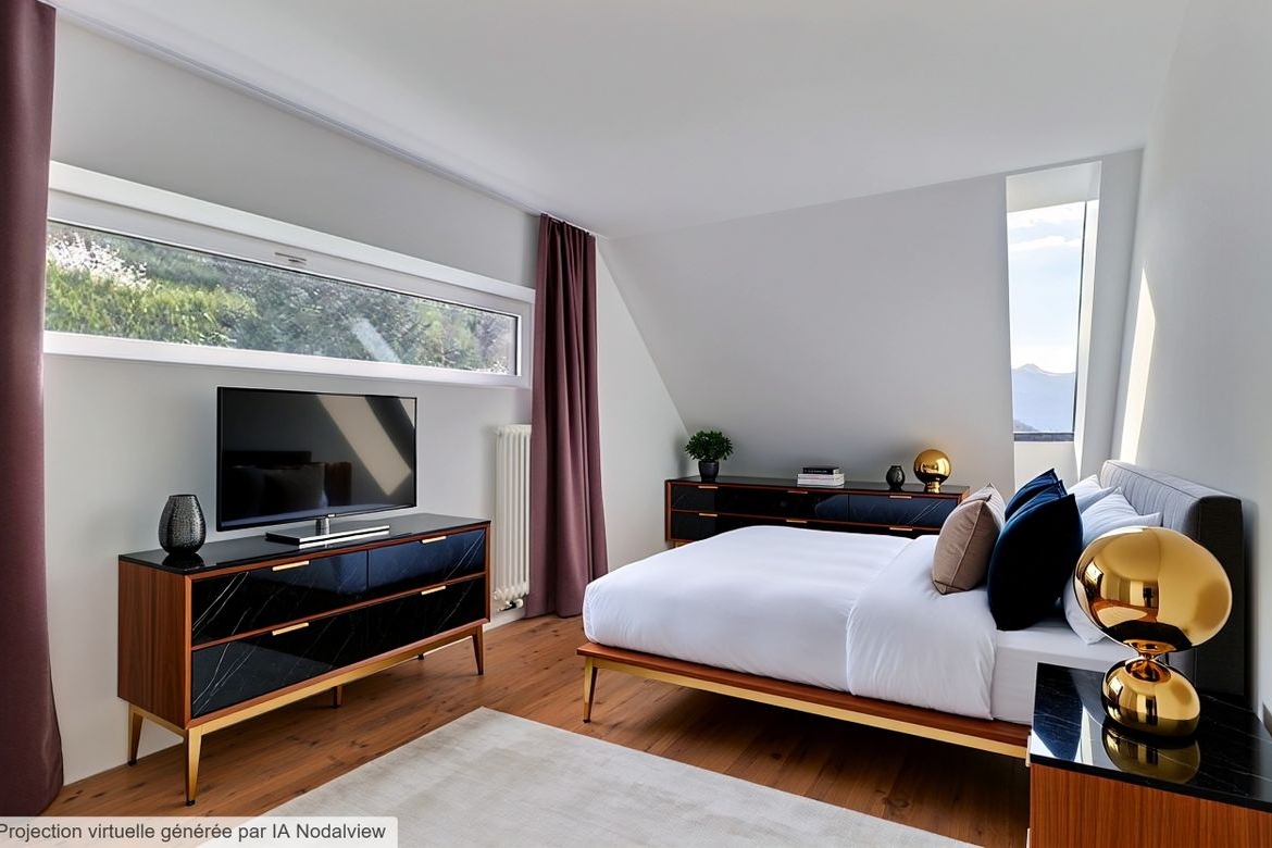 Modernes Schlafzimmer mit Dachschräge
