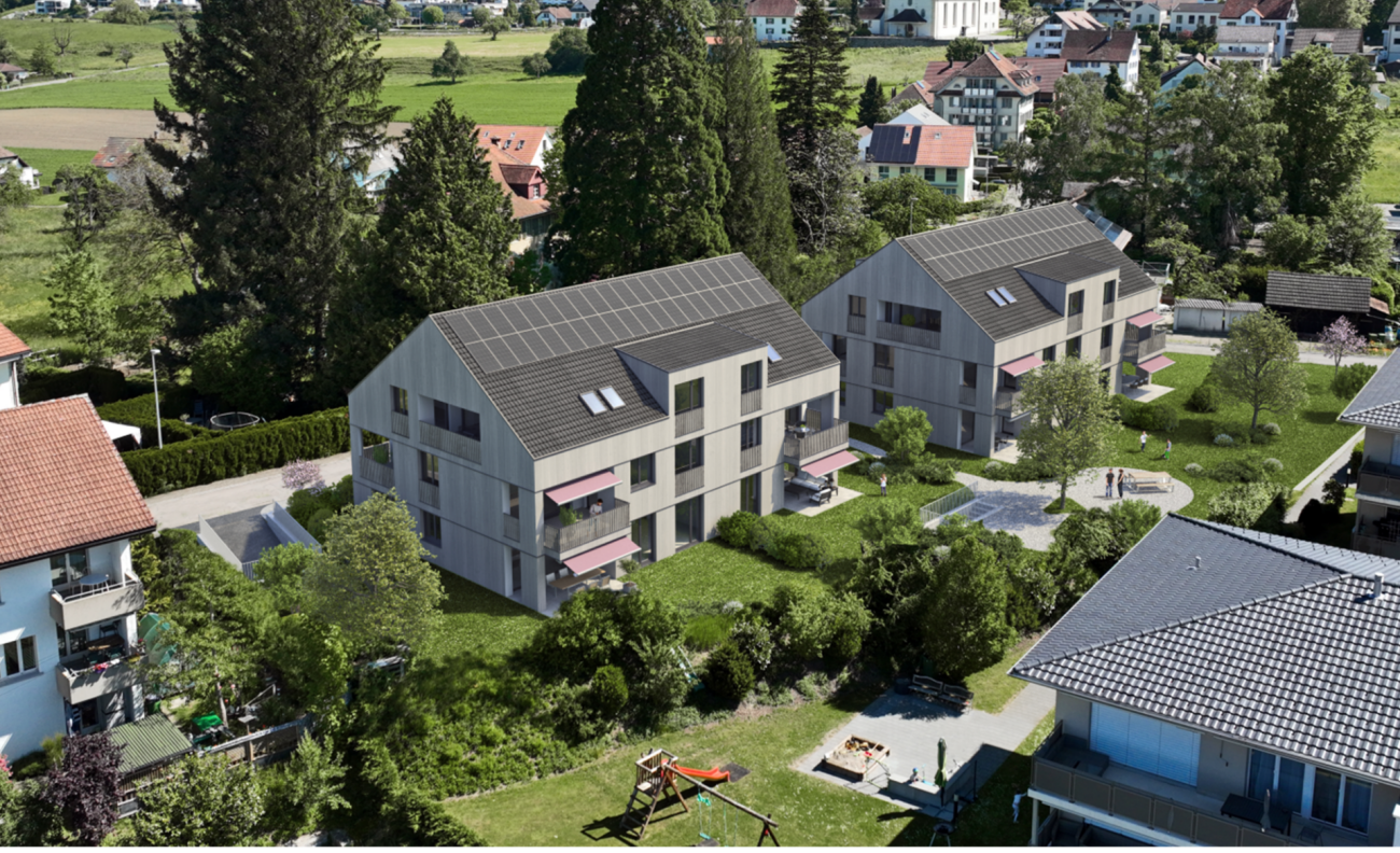 Wohnanlage mit Solardächern