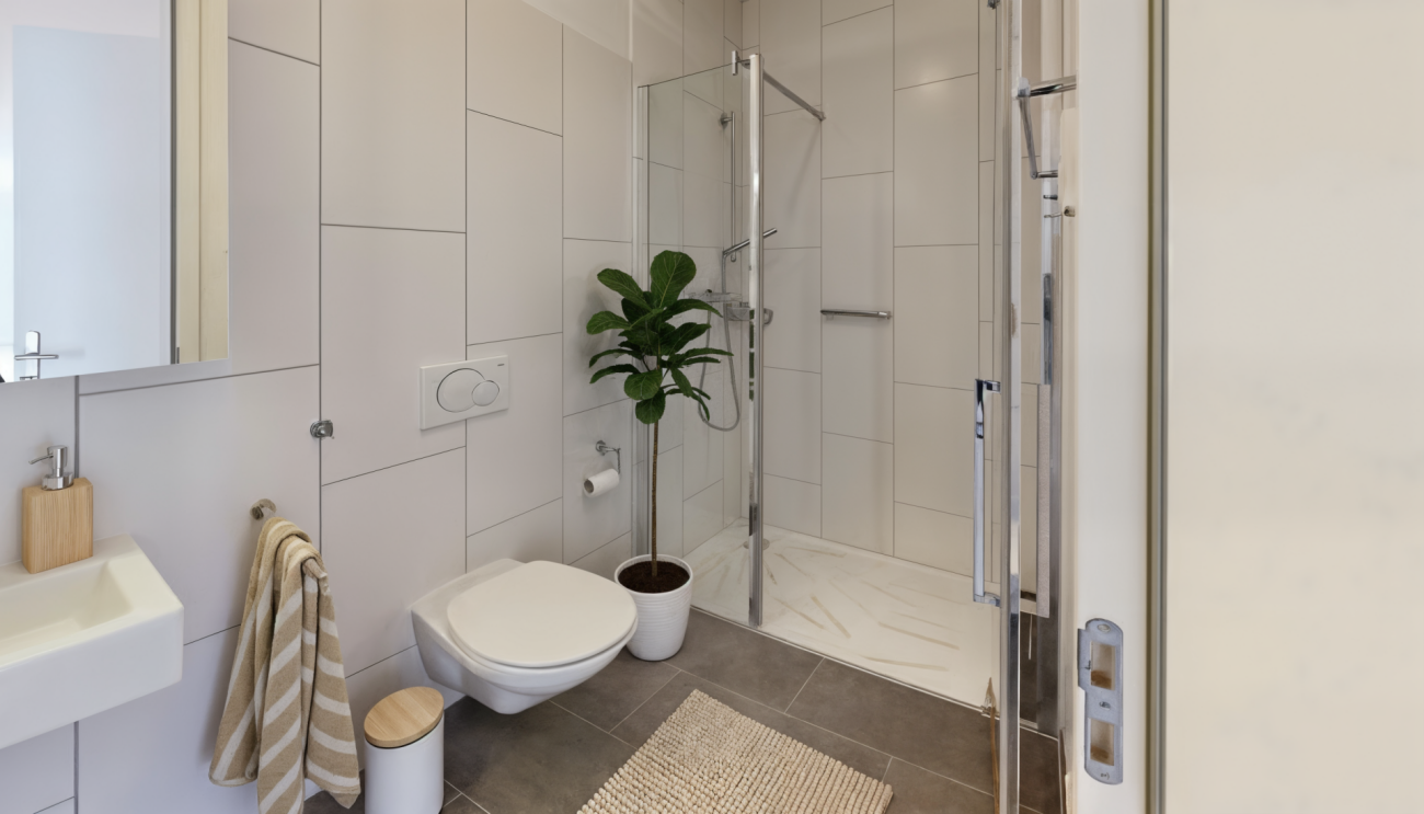 Modernes Badezimmer mit bodengleicher Dusche