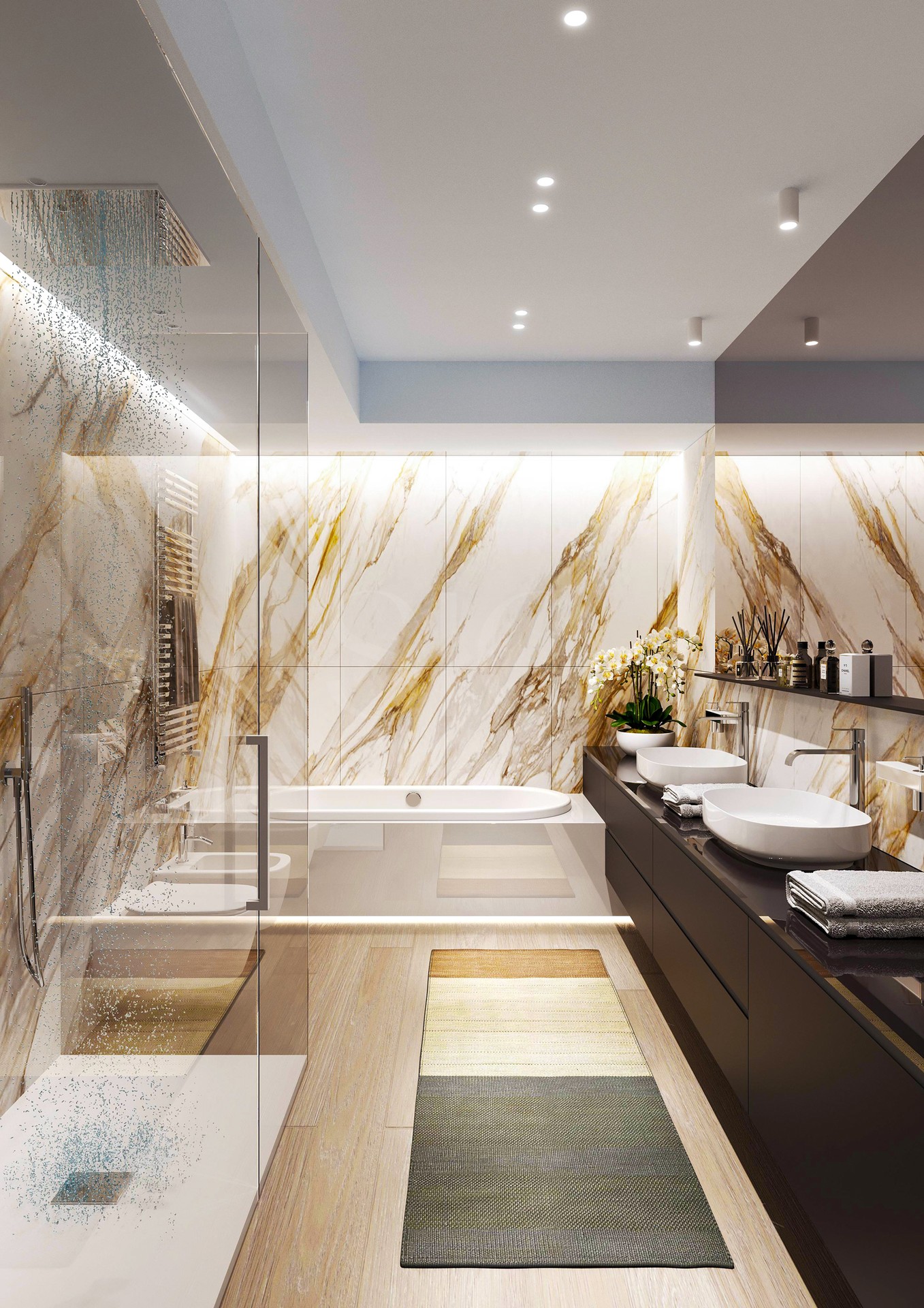 Luxuriöses Badezimmer mit Wellness-Charakter