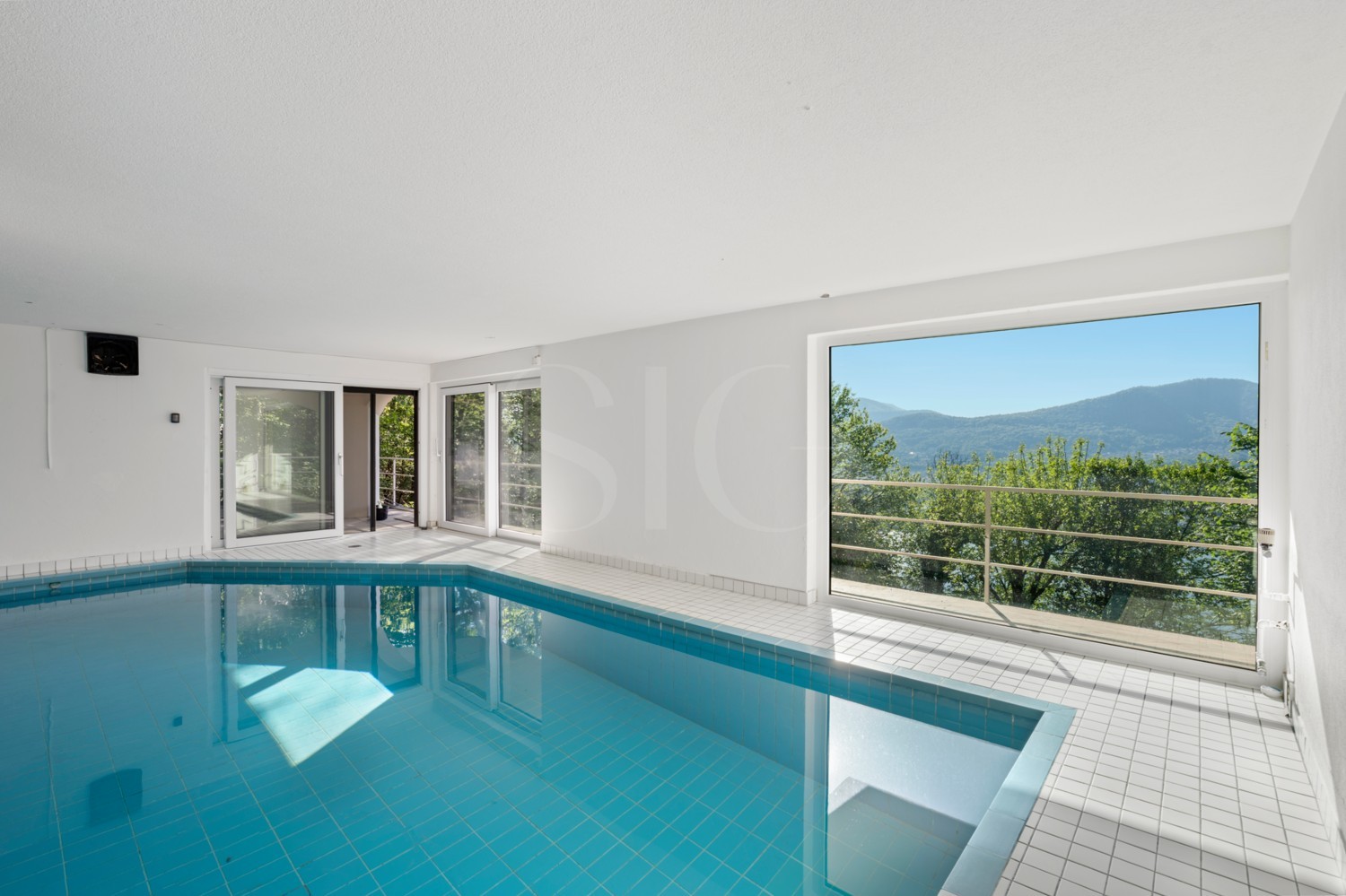 Innenpool mit Bergblick