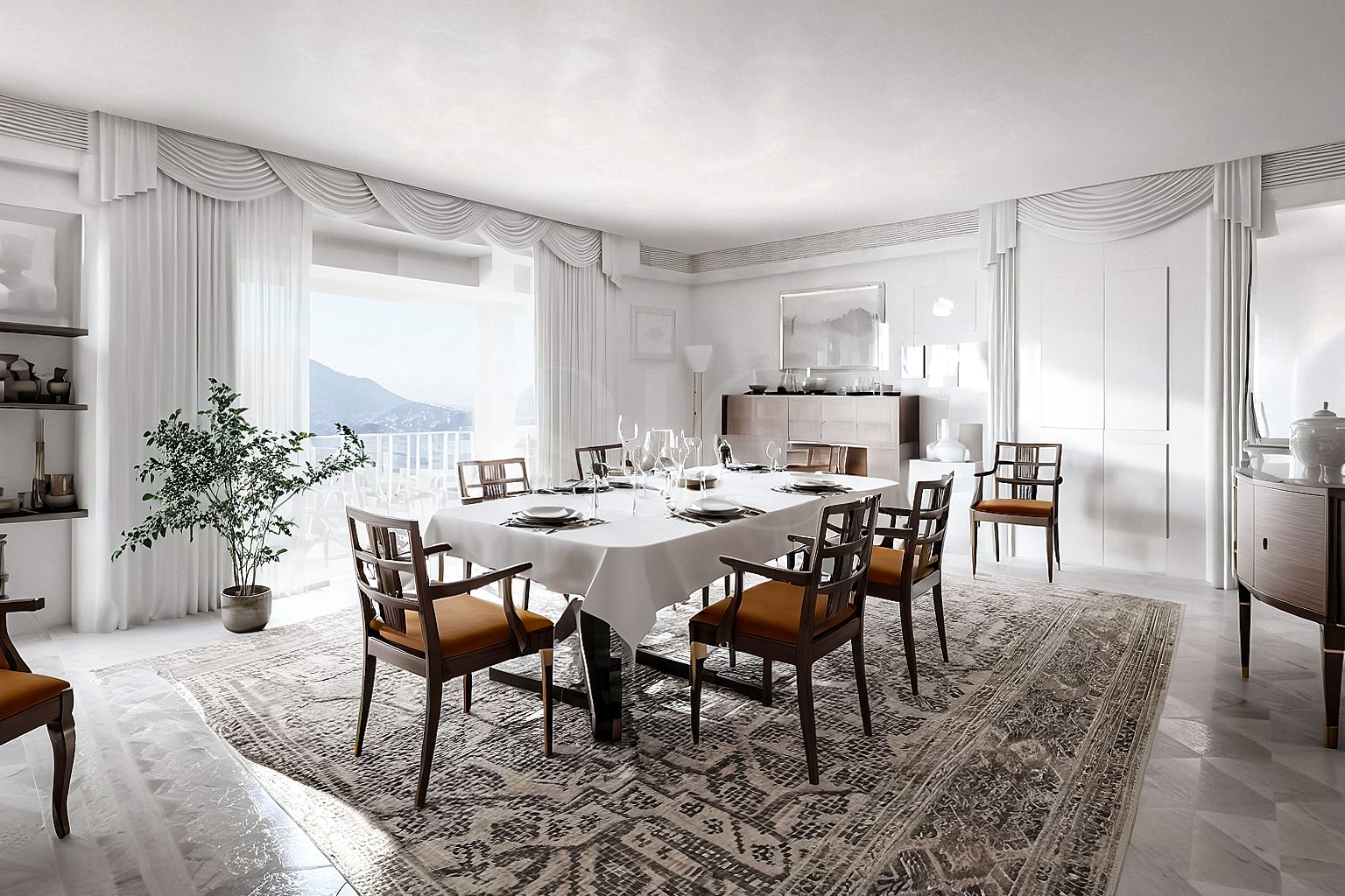 Eleganter Essbereich mit Meerblick