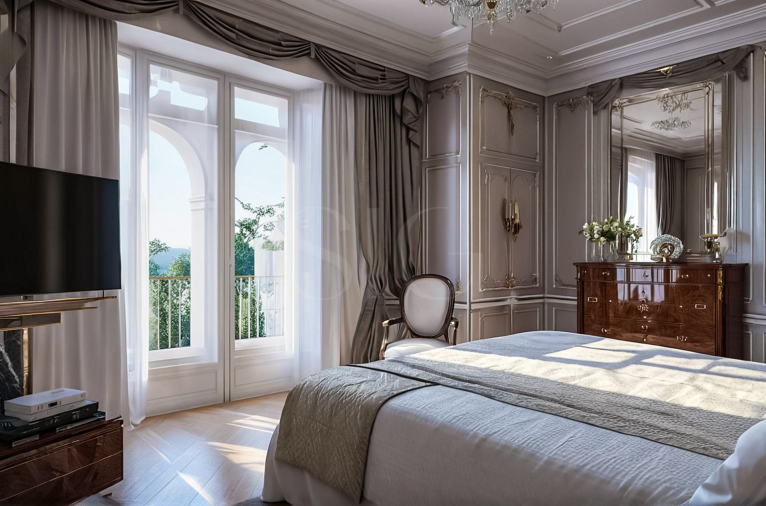 Elegantes Schlafzimmer mit klassischen Details