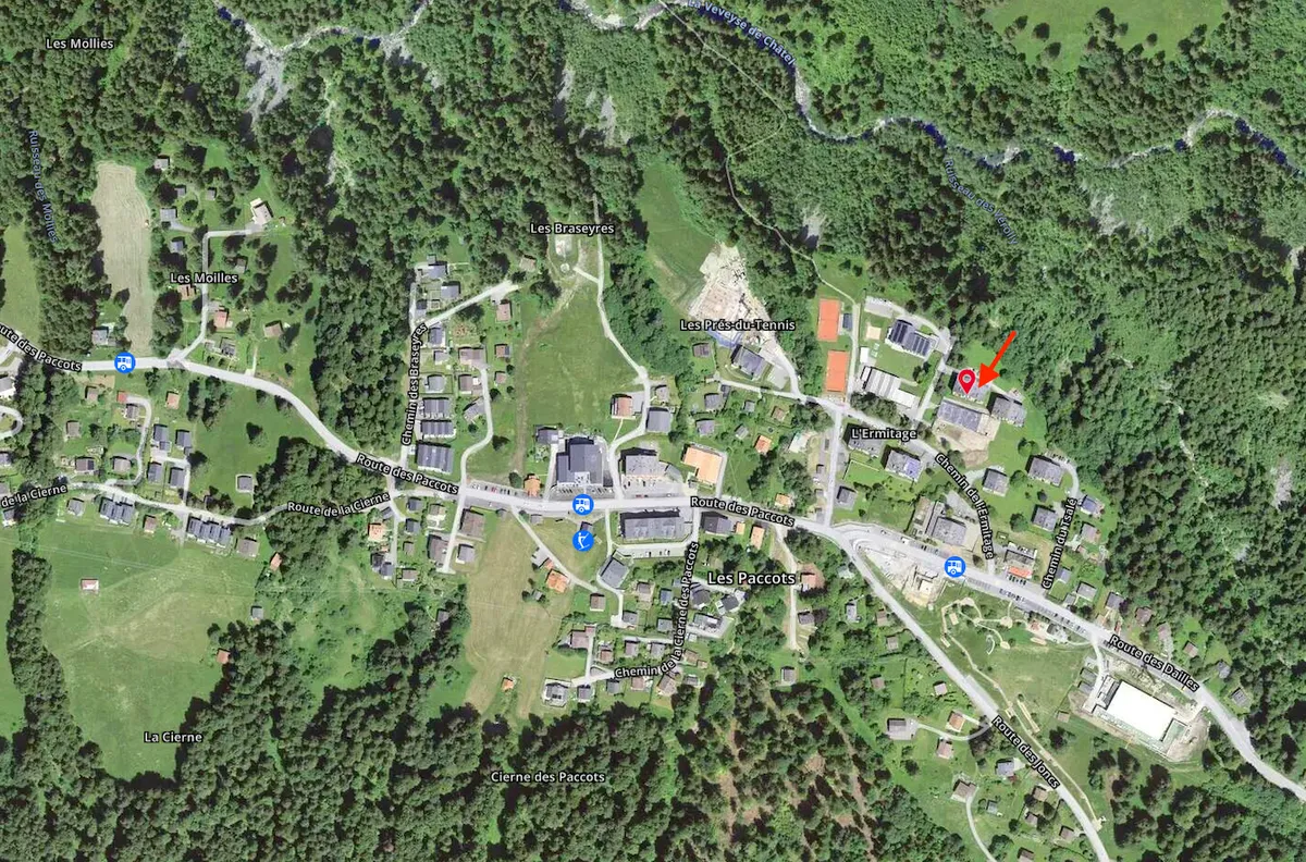 Satellitenansicht eines Wohngebiets