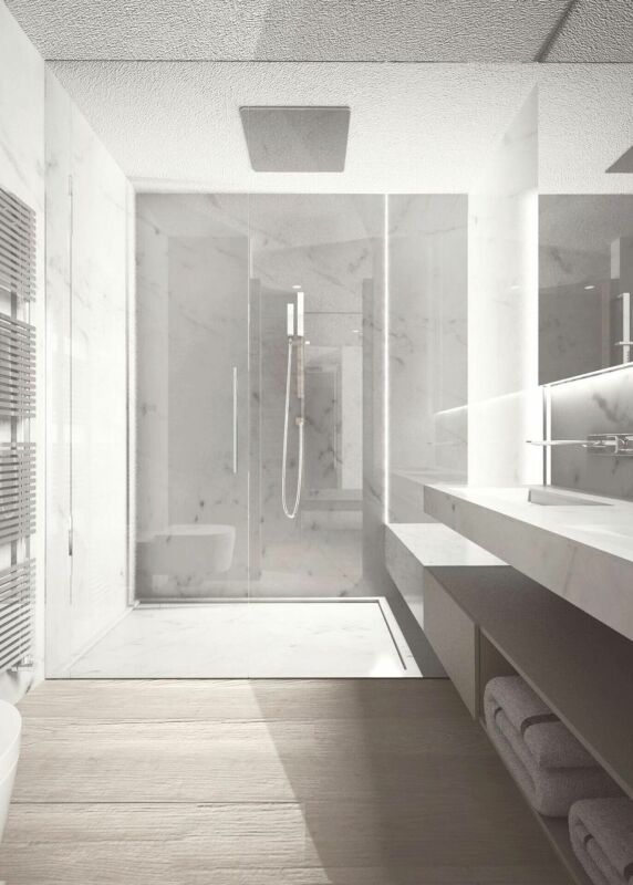 Modernes Badezimmer mit begehbarer Dusche