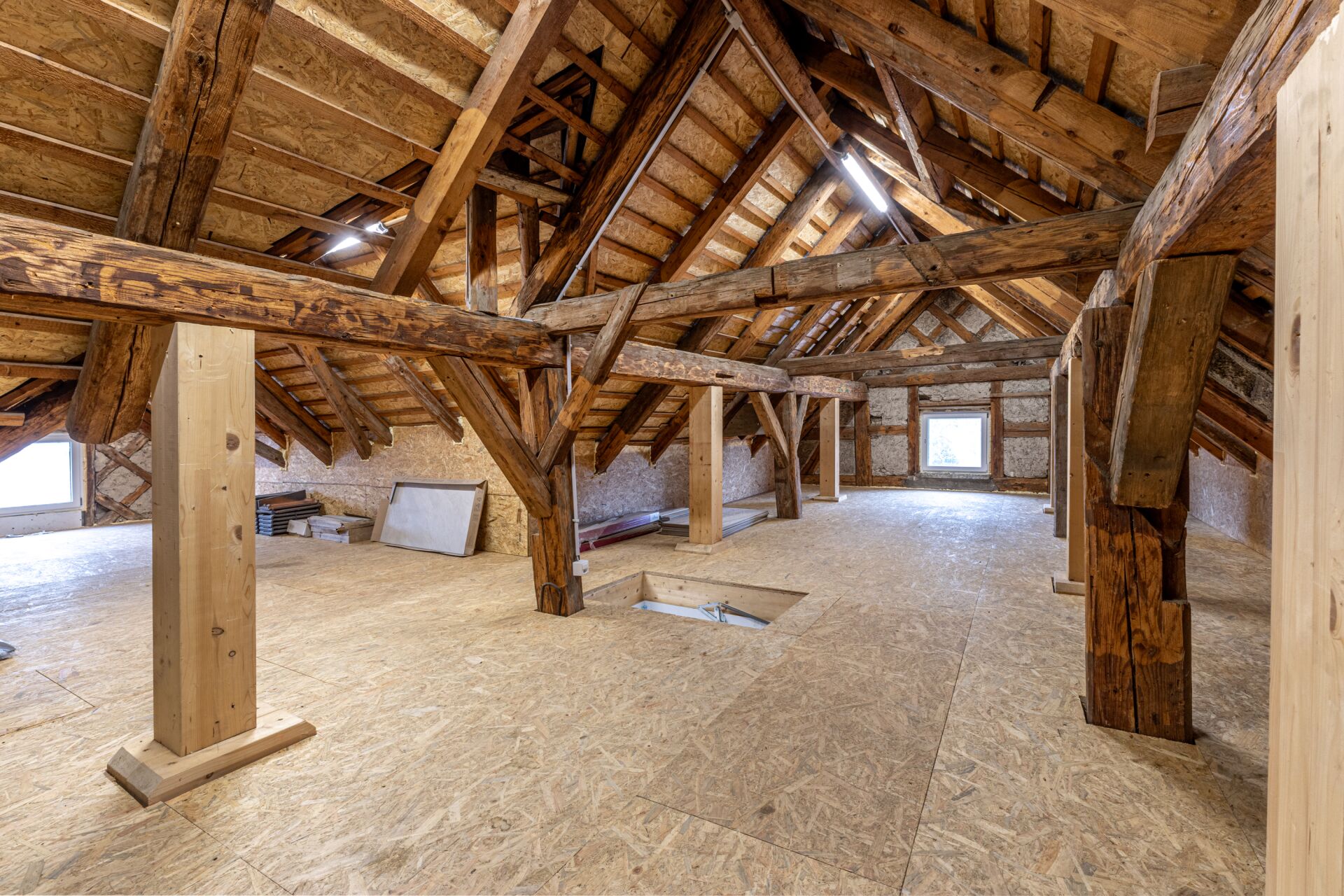 Ausgebauter Dachboden im Rohbau