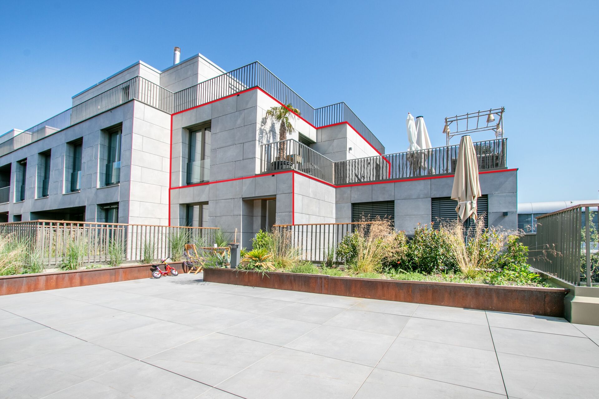 Moderne Dachterrassen-Ansicht