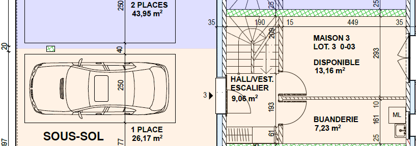 Grundriss mit Garage und Nebenräumen