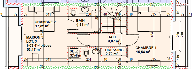 Grundriss einer Wohnung mit zwei Schlafzimmern