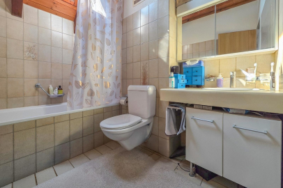 Badezimmer mit Badewanne und Waschtisch