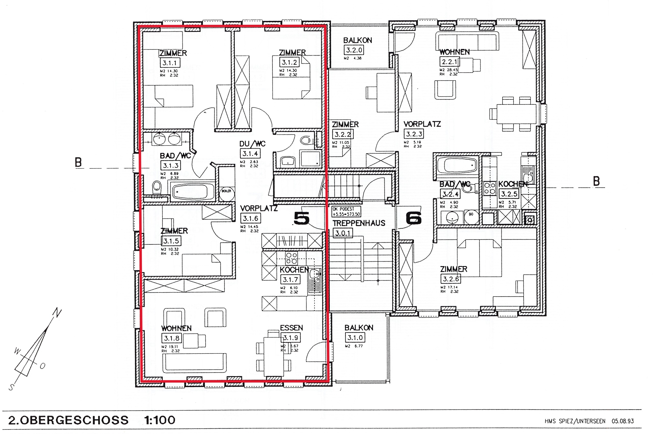 Grundriss des 2. Obergeschosses