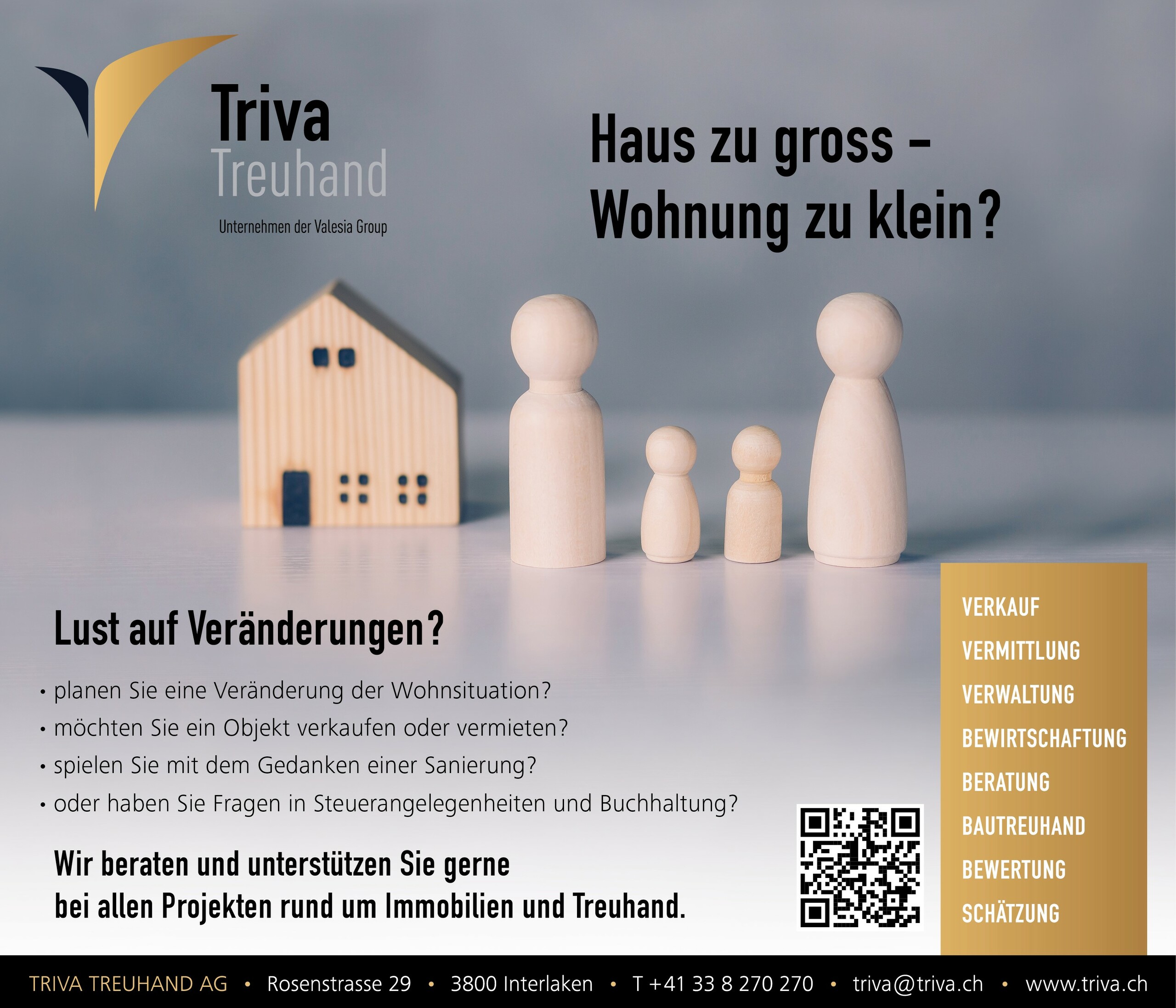 Werbeplakat einer Immobilien- und Treuhandfirma