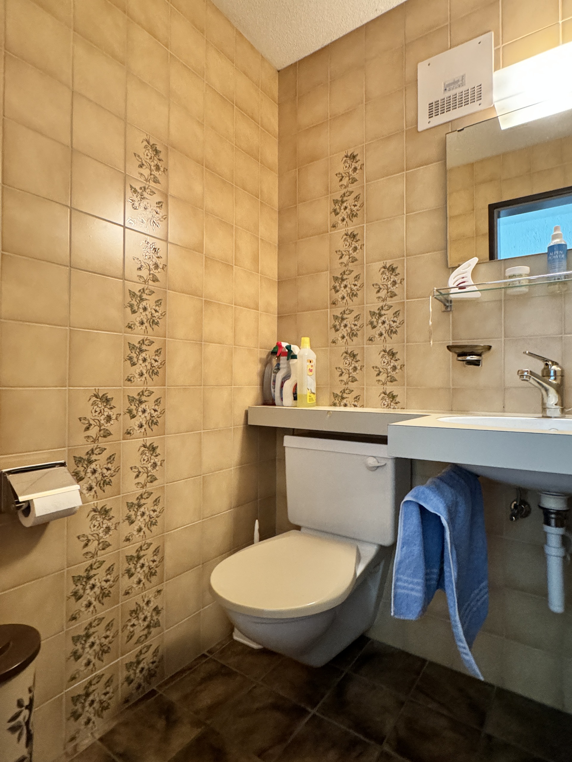 Kleines Badezimmer mit WC und Waschbecken
