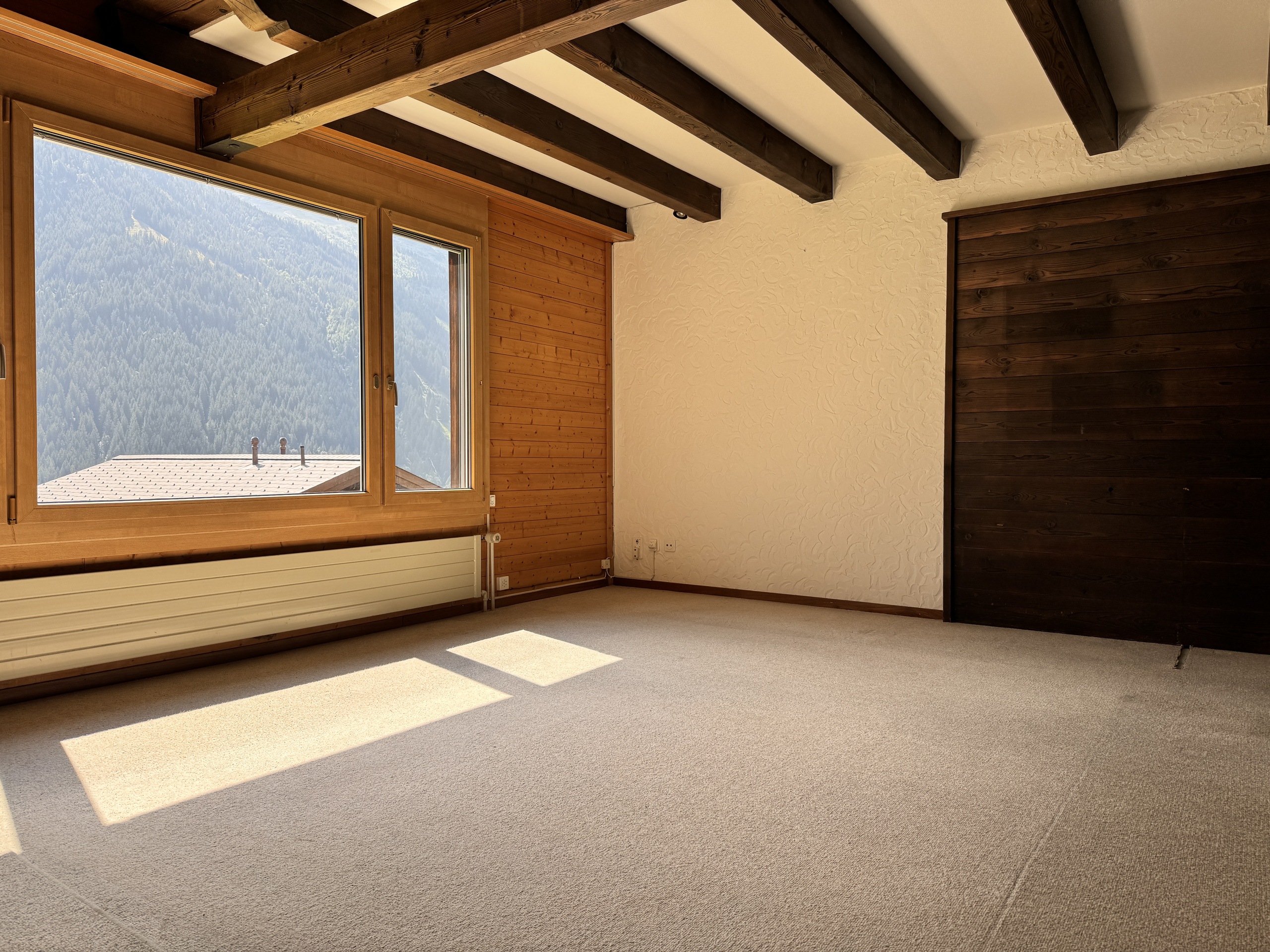 Leerer Raum mit Bergblick