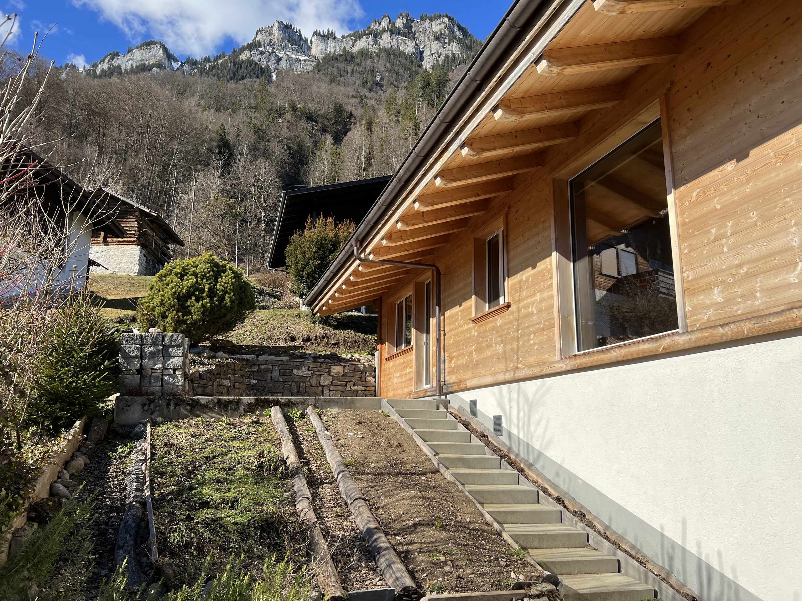 Alpenhaus mit Bergblick