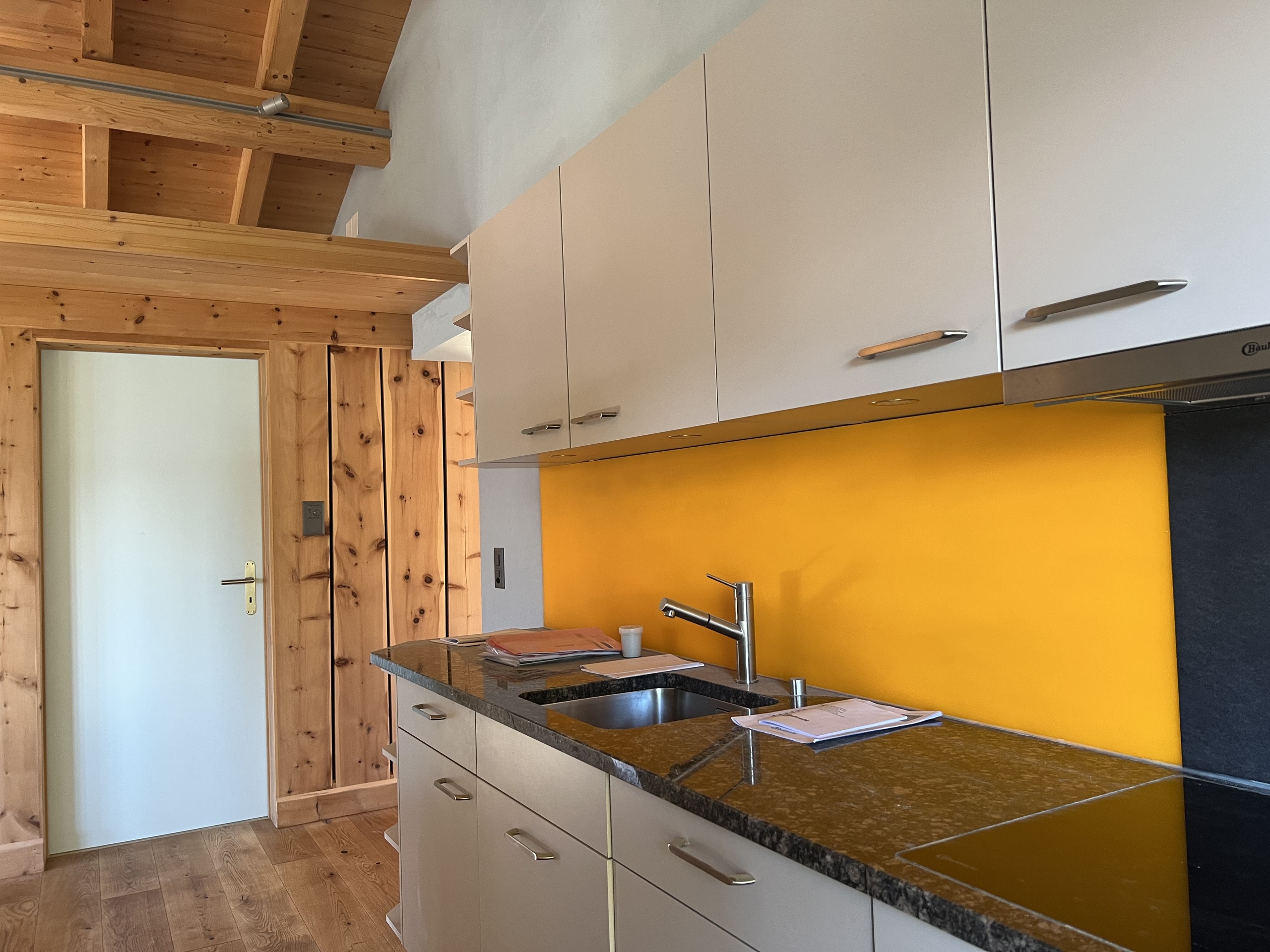 Moderne Küche mit Holzelementen