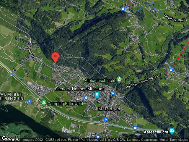 Satellitenkarte einer alpinen Ortschaft