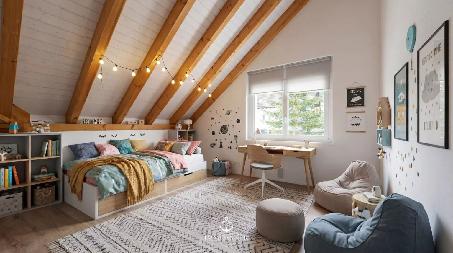 Gemütliches Kinderzimmer im Dachgeschoss