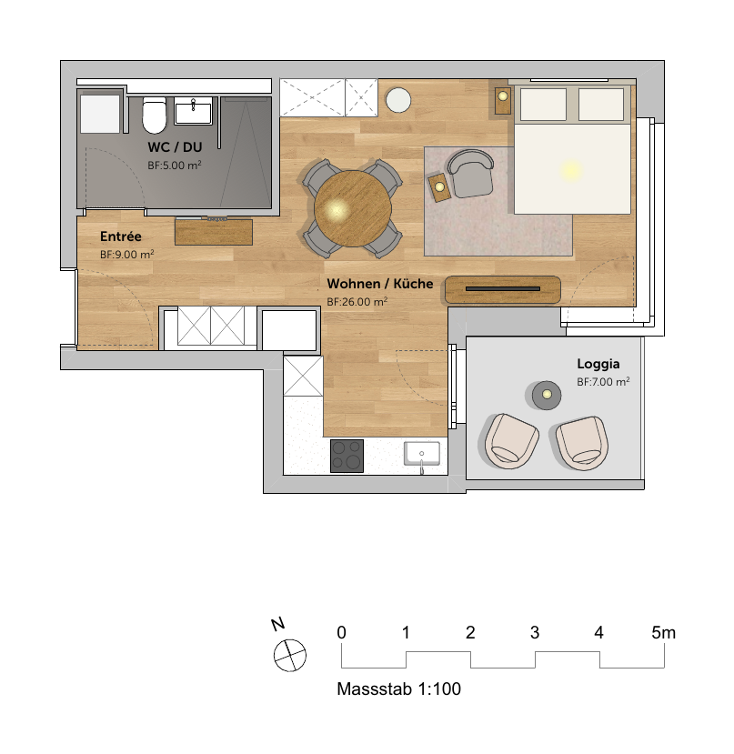 Wohnungsgrundriss mit Loggia