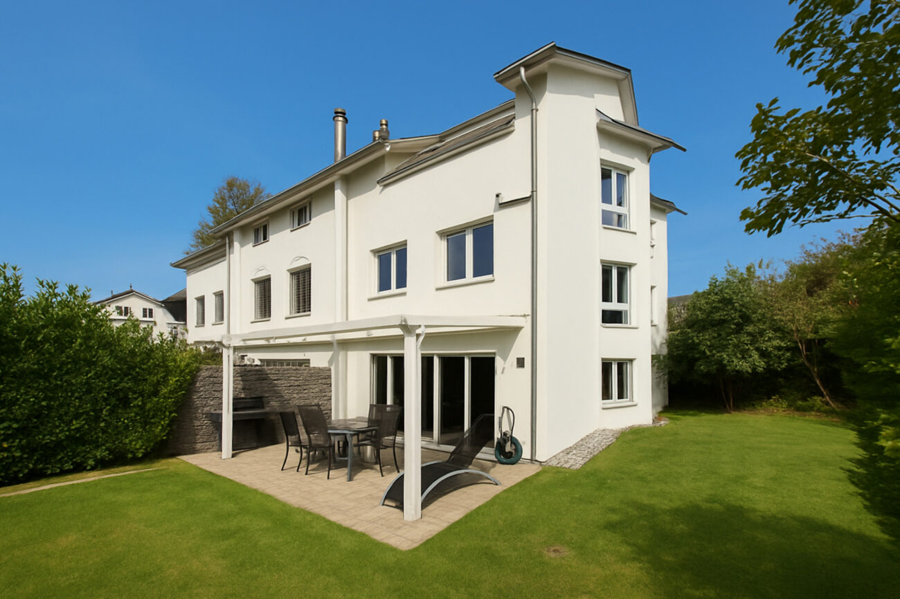 Modernes Wohnhaus mit Garten und Terrasse
