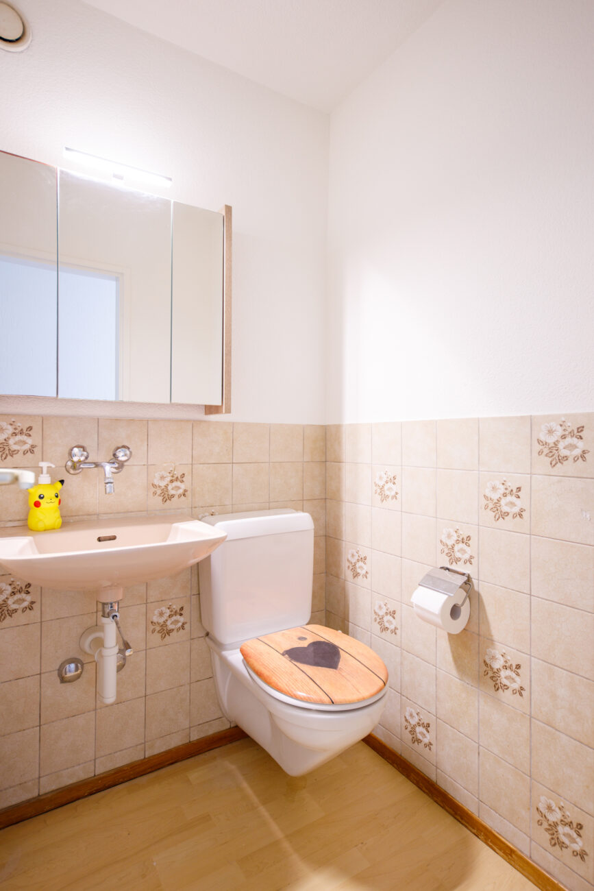Gäste-WC mit Waschbecken und Wand-WC