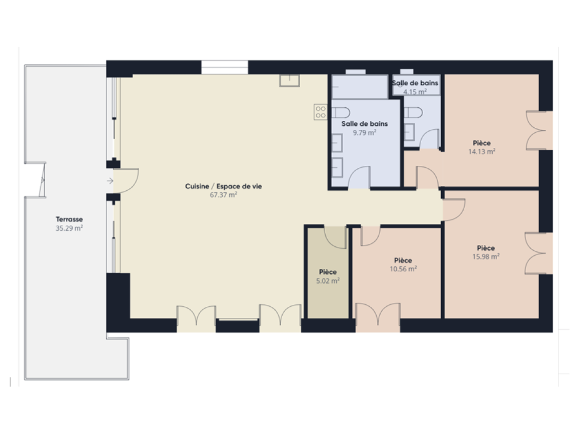 Grundriss einer Wohnung mit Terrasse