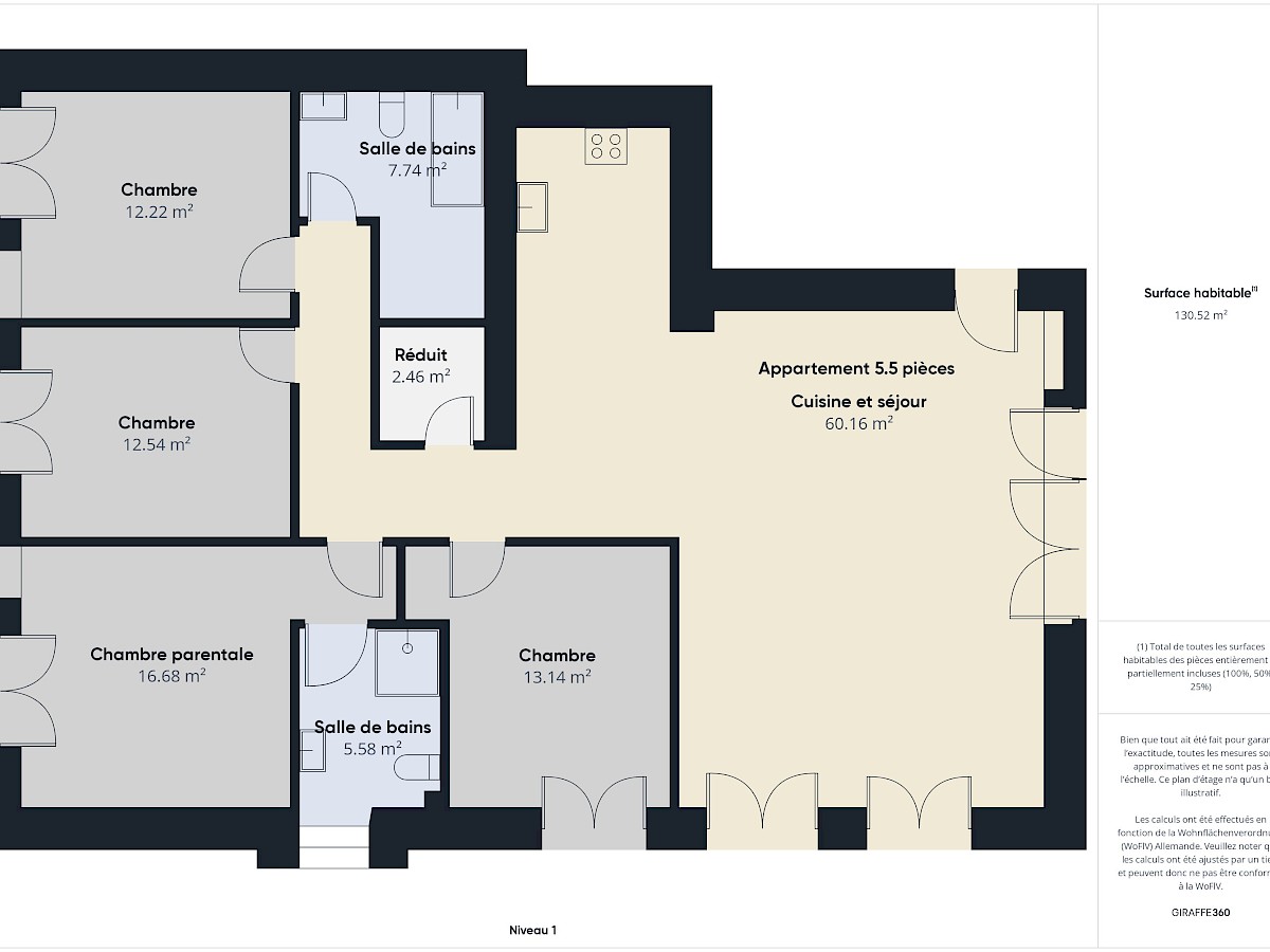 Grundriss einer 5,5-Zimmer-Wohnung