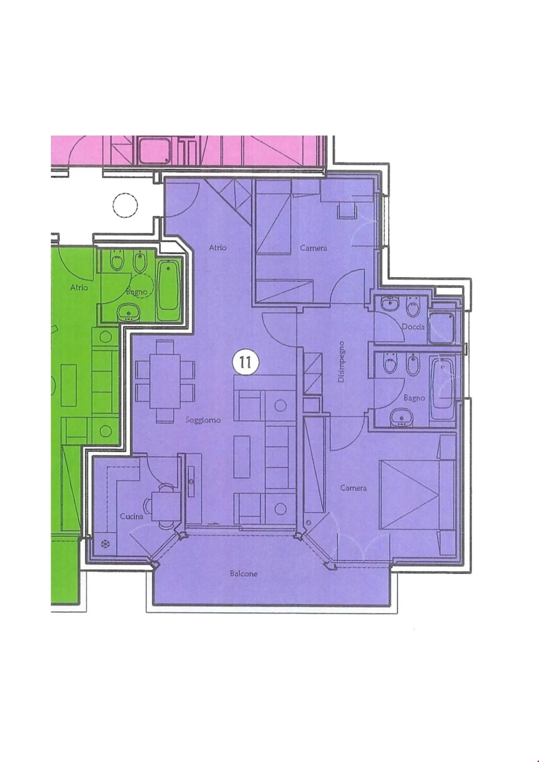 Grundriss einer Wohnung mit Balkon
