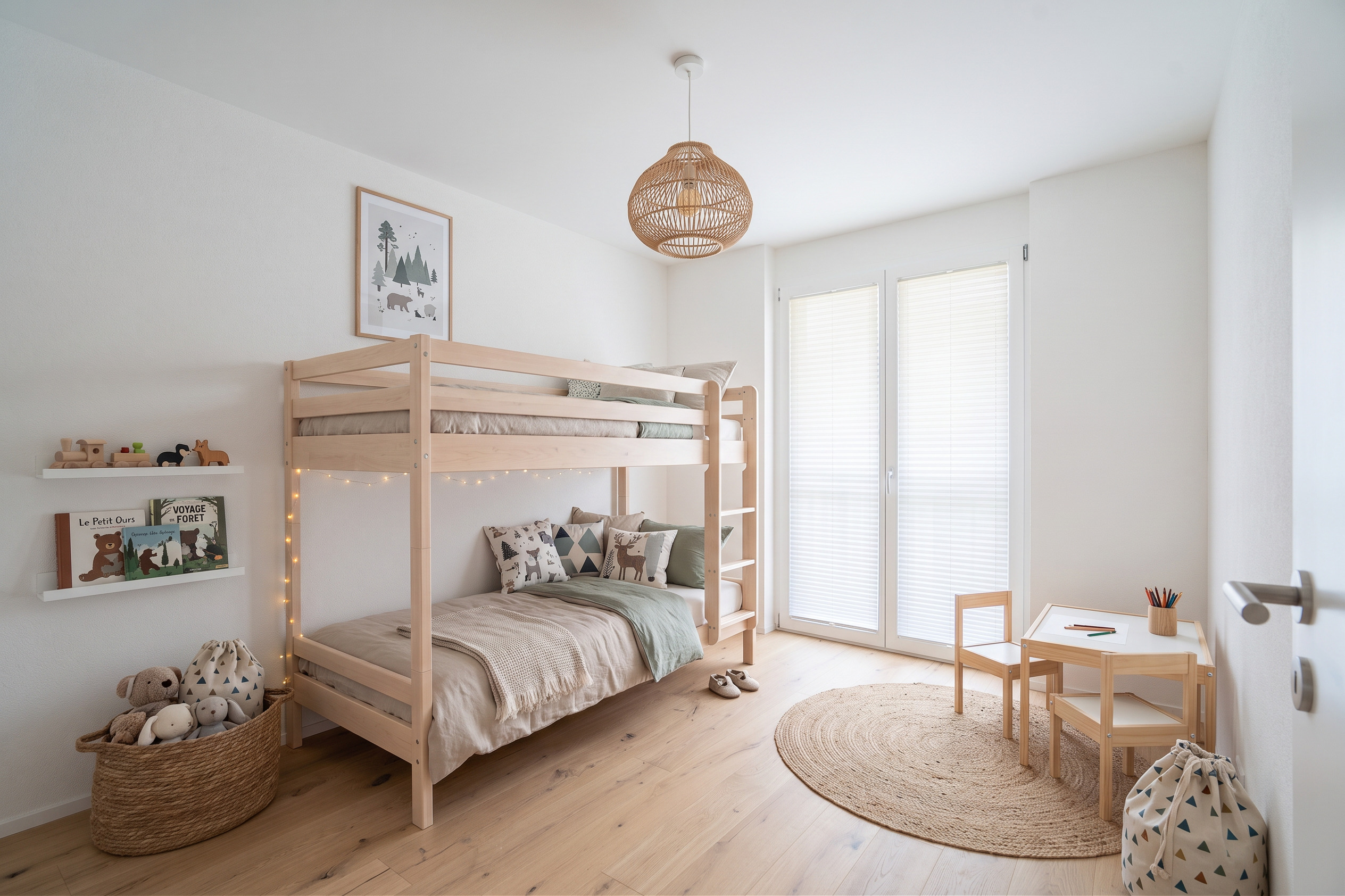 Kindergerechtes Schlafzimmer mit Hochbett