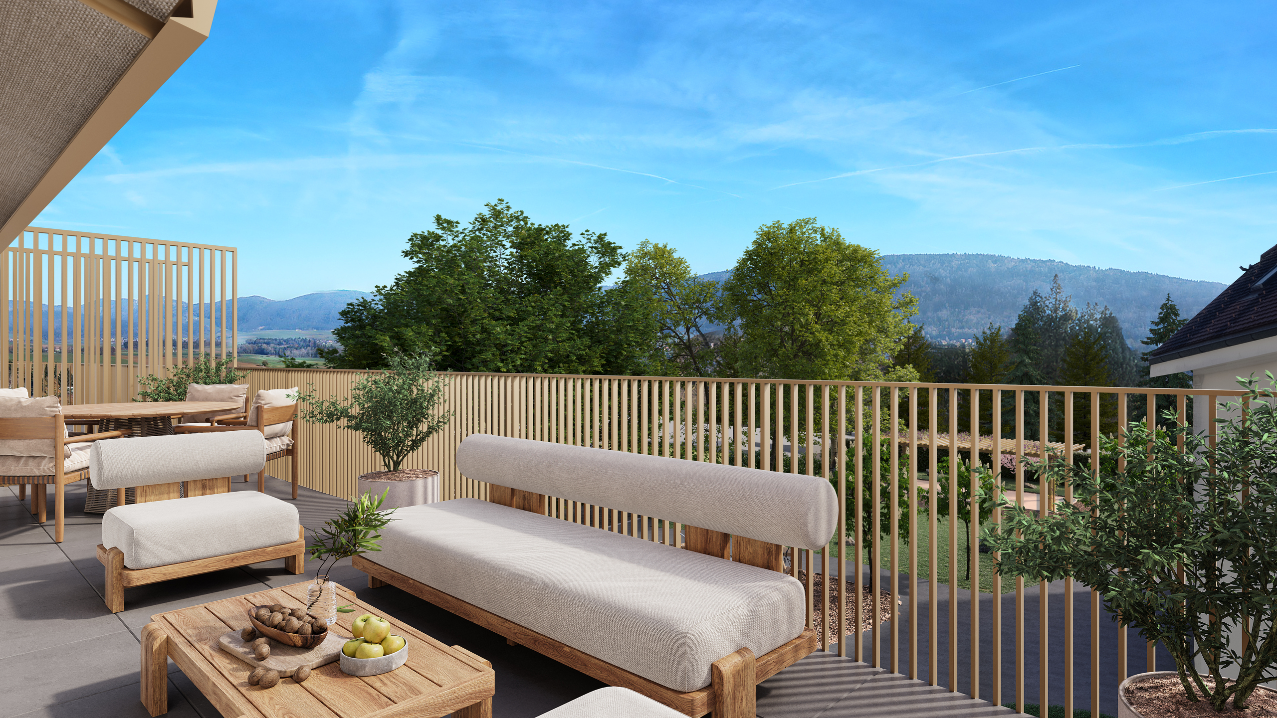 Großzügige Terrasse mit Alpenblick