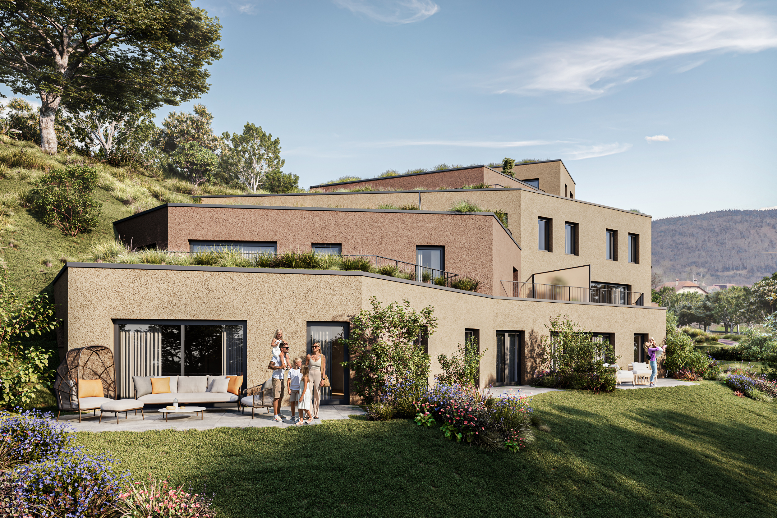 Modernes terrassiertes Wohnhaus am Hang