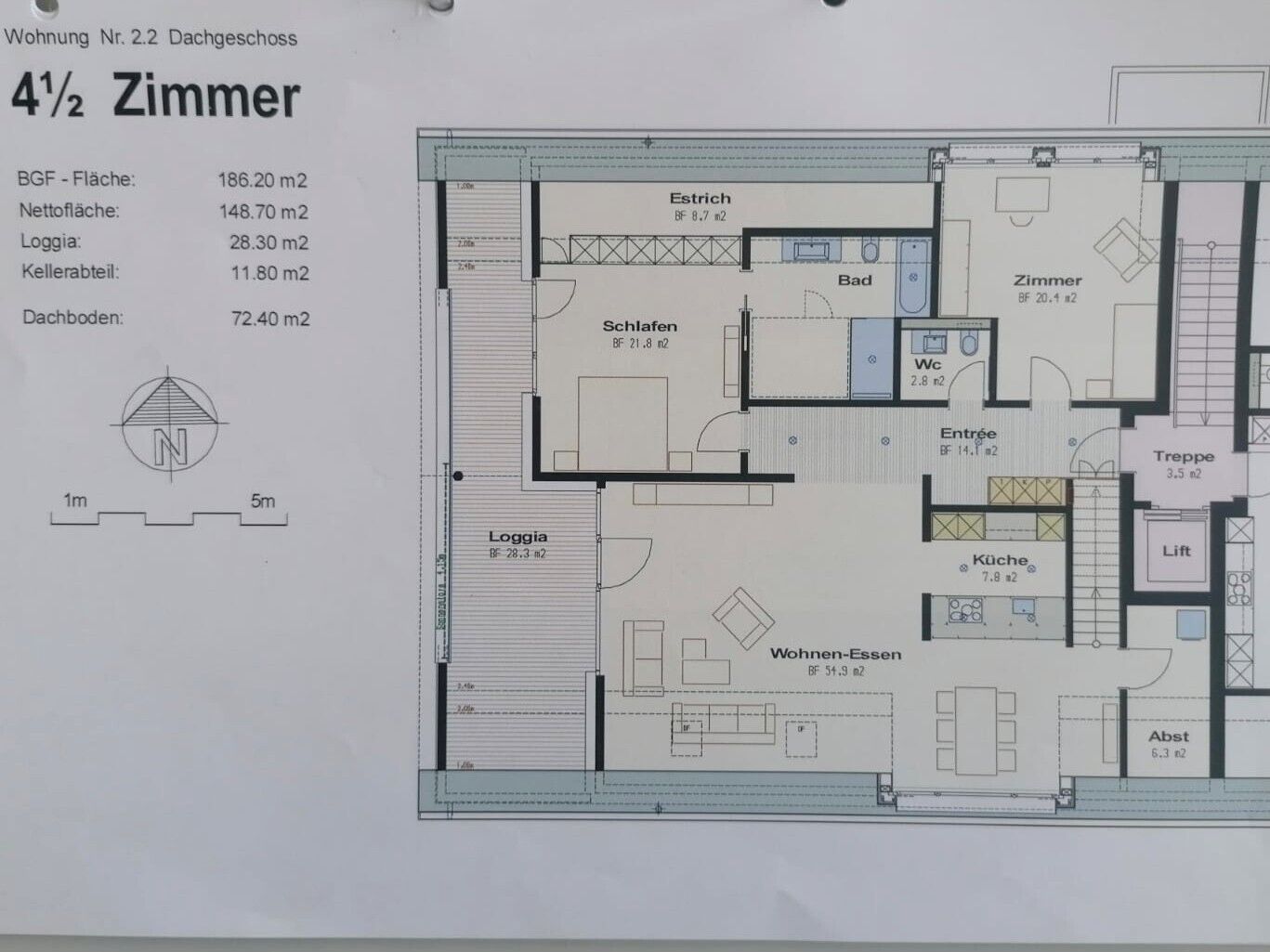 Wohnungsgrundriss im Dachgeschoss