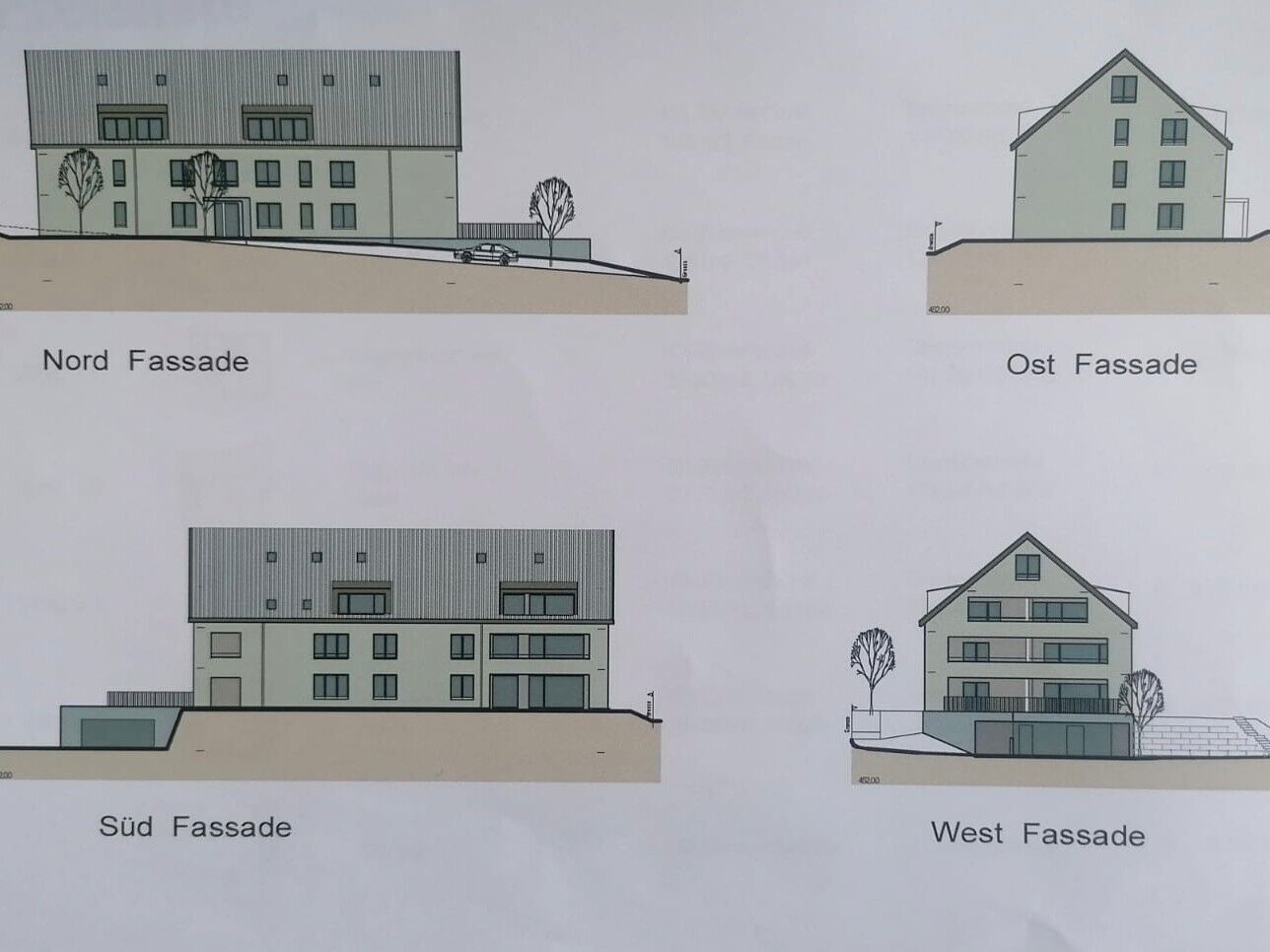 Architekturansichten eines Mehrfamilienhauses