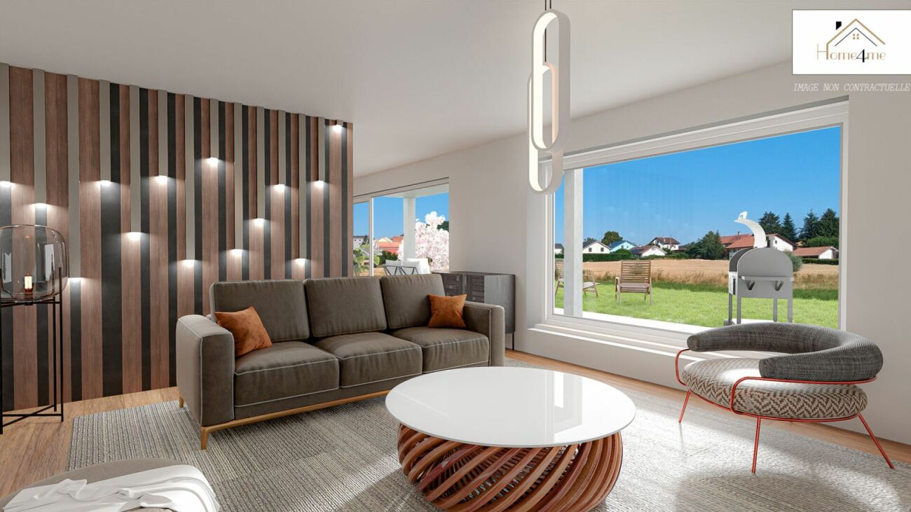 Modernes Wohnzimmer mit großem Ausblick