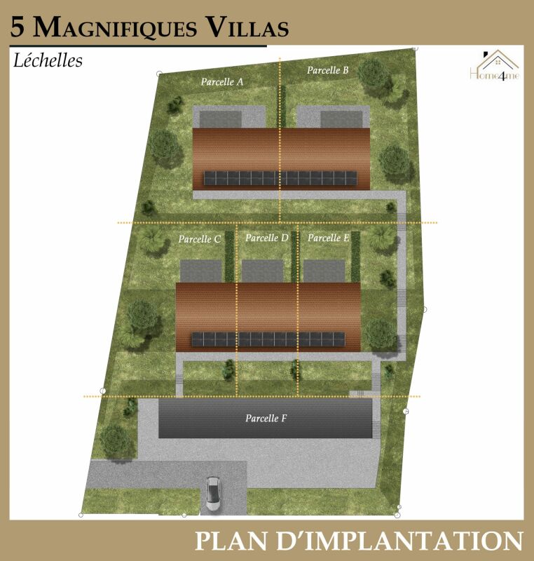 Lageplan mit fünf Villen