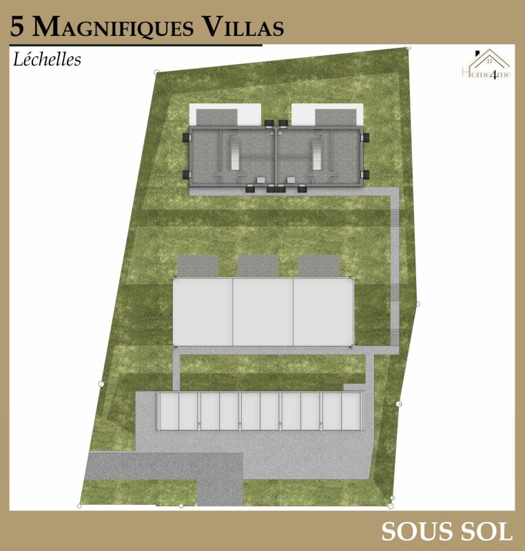 Untergeschoss-Grundriss einer Villenanlage