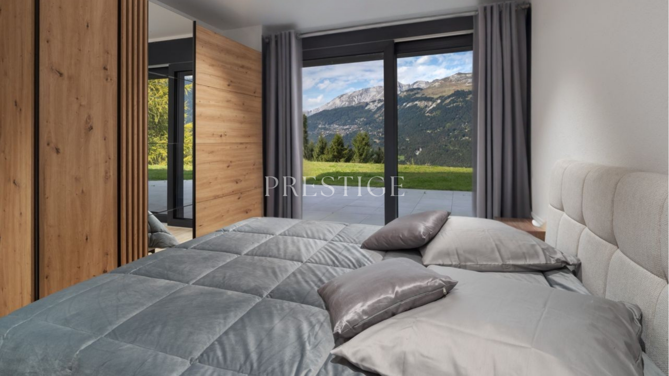 Schlafzimmer mit Bergblick
